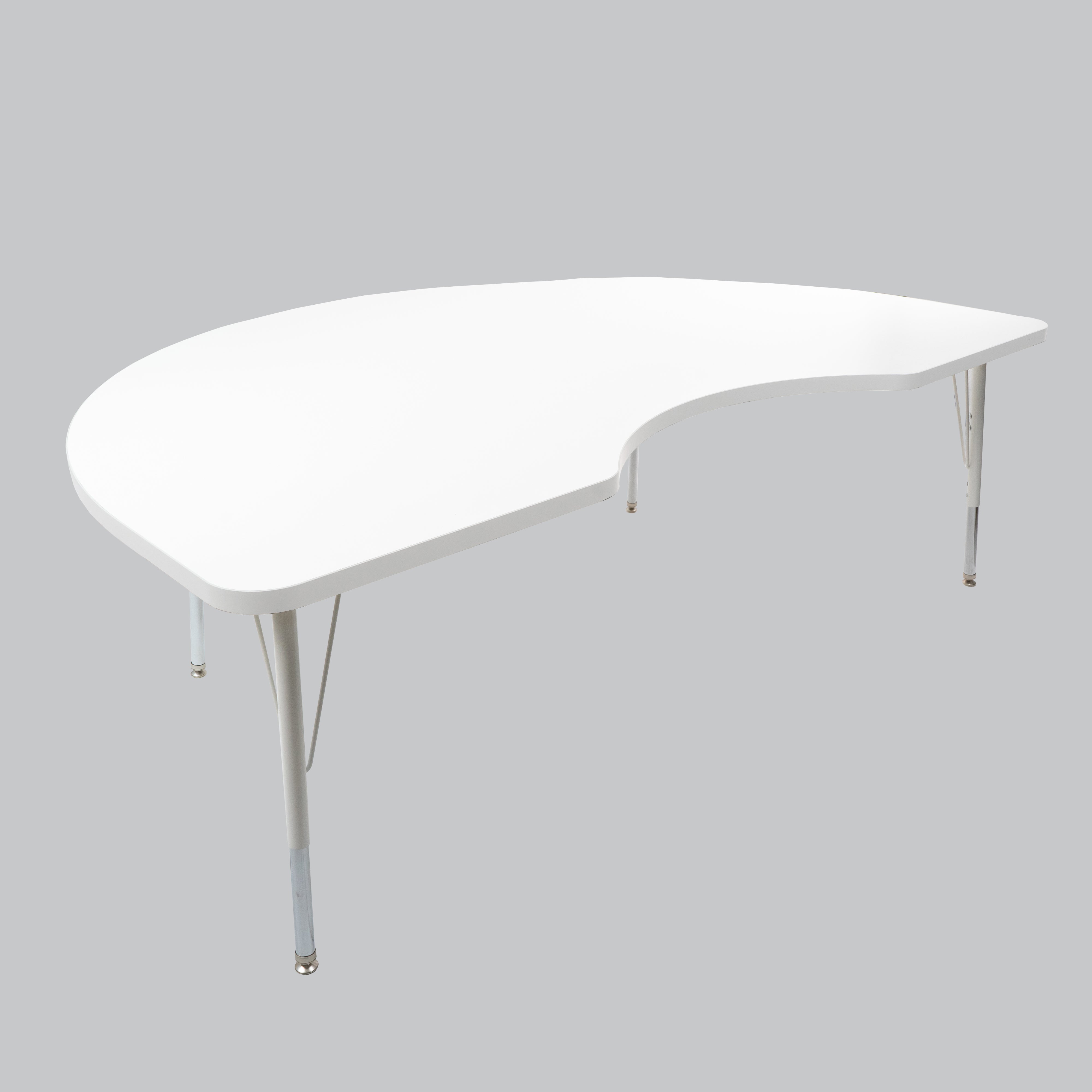 48" x 72" Kidney Thermofused Activity Table with Adjustable Standard Swivel Glide Legs - White/Light Gray/White