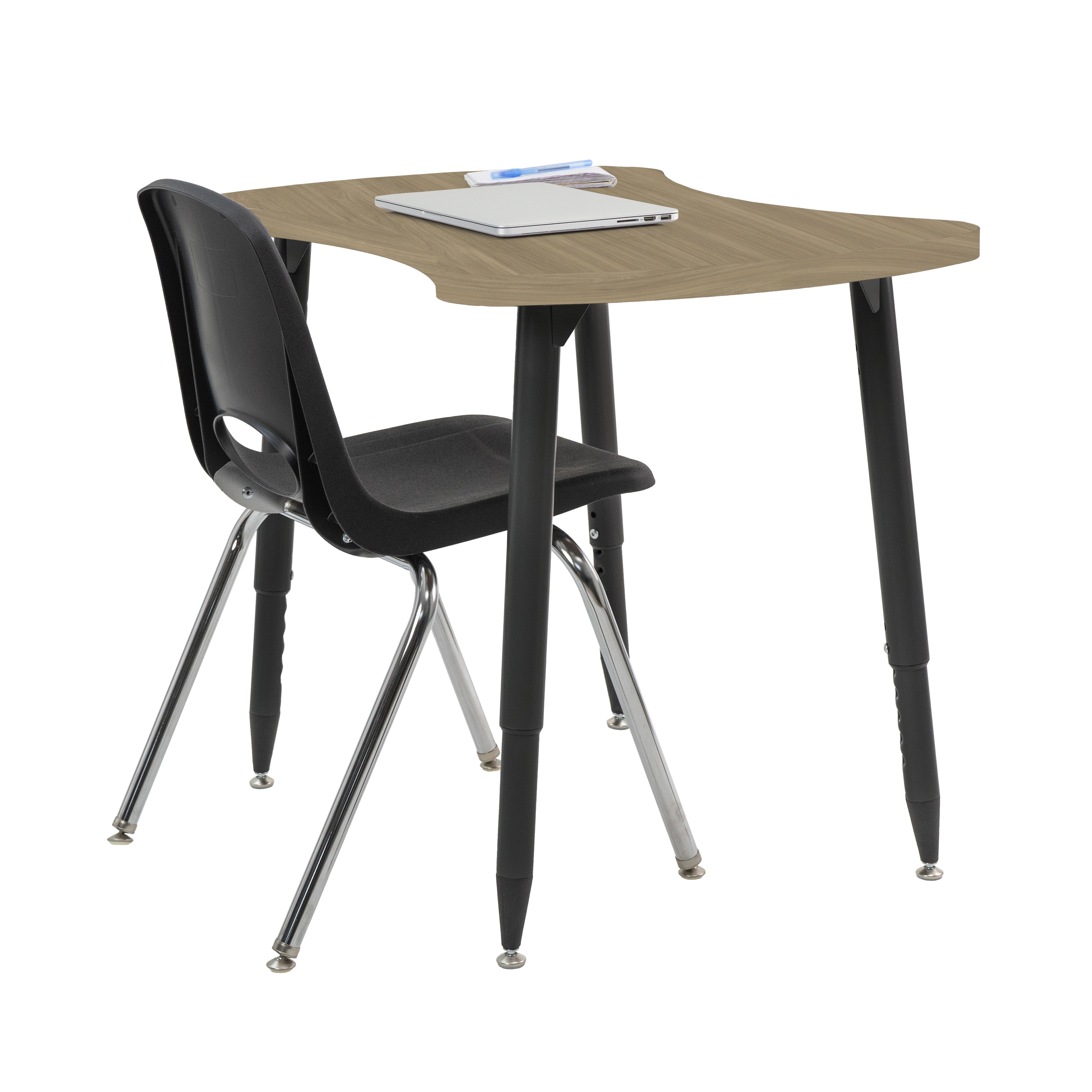 Adapte 25" x 37" Bowtie Woodgrain Activity Table with Adjustable Tapered Legs - Pasadena Oak/Black
