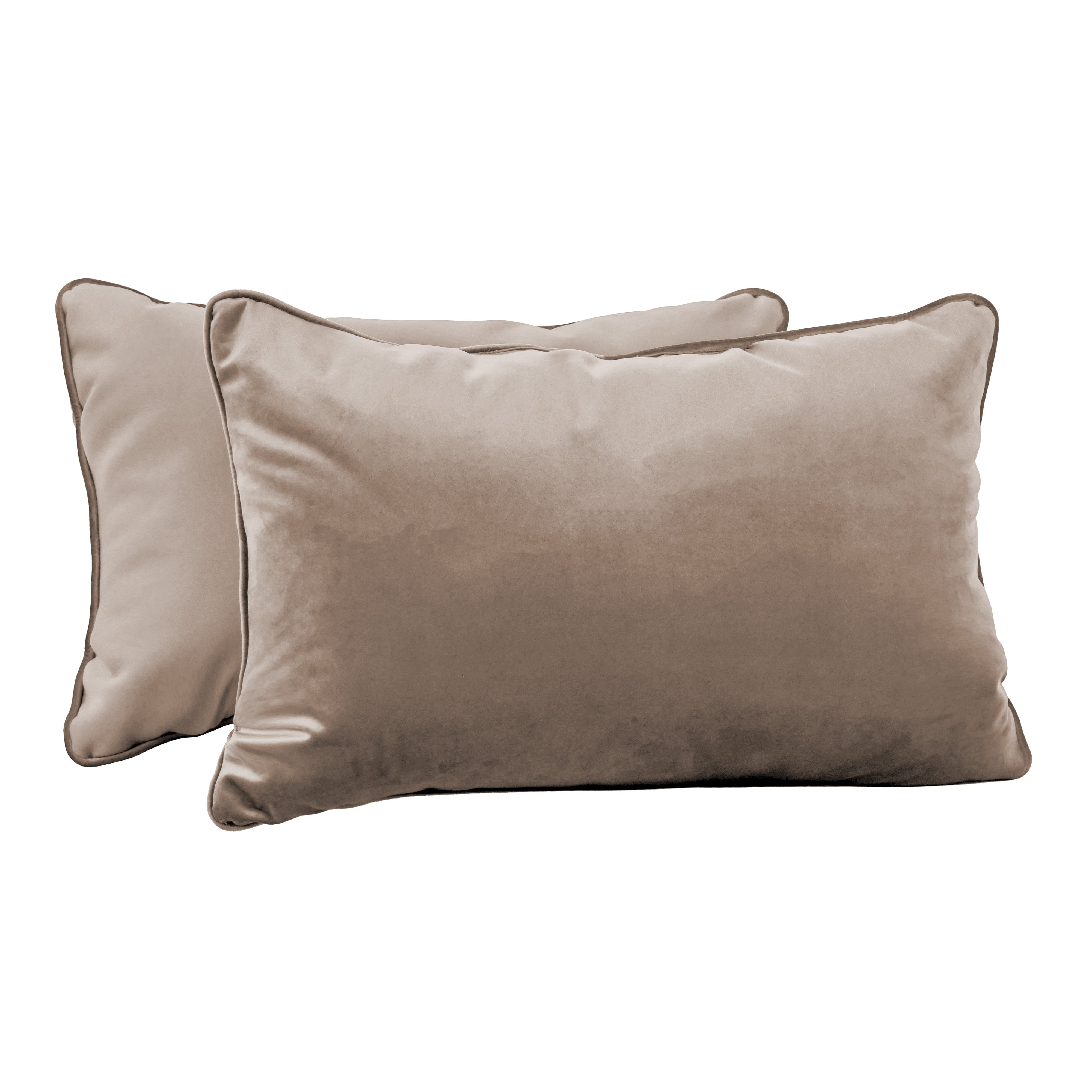 16" x 24" Rectangle Lumbar Microfiber and Faux Leather Pillow with Piping, 2-Piece - Caffe