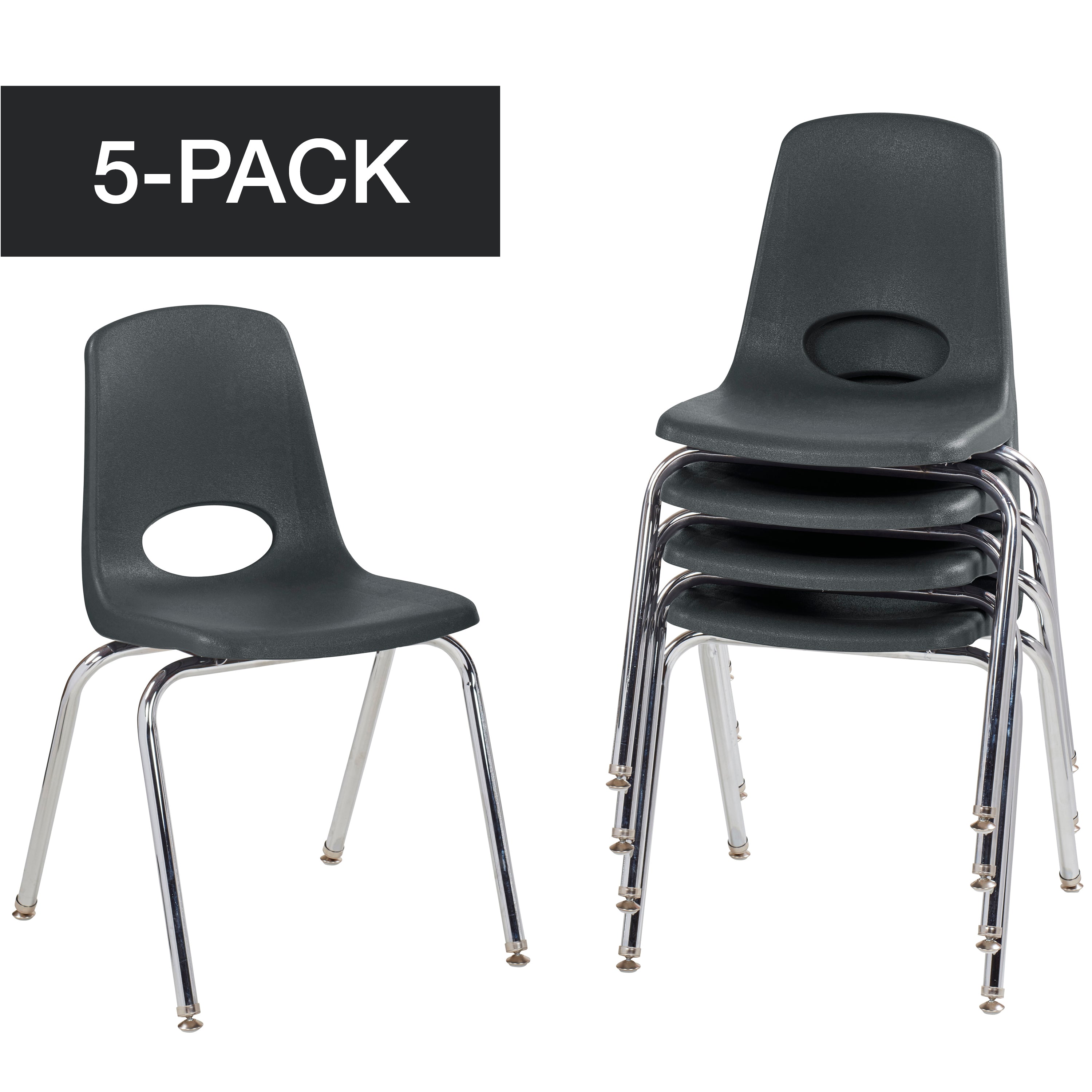 18" Stack Chair with Swivel Glides - Black