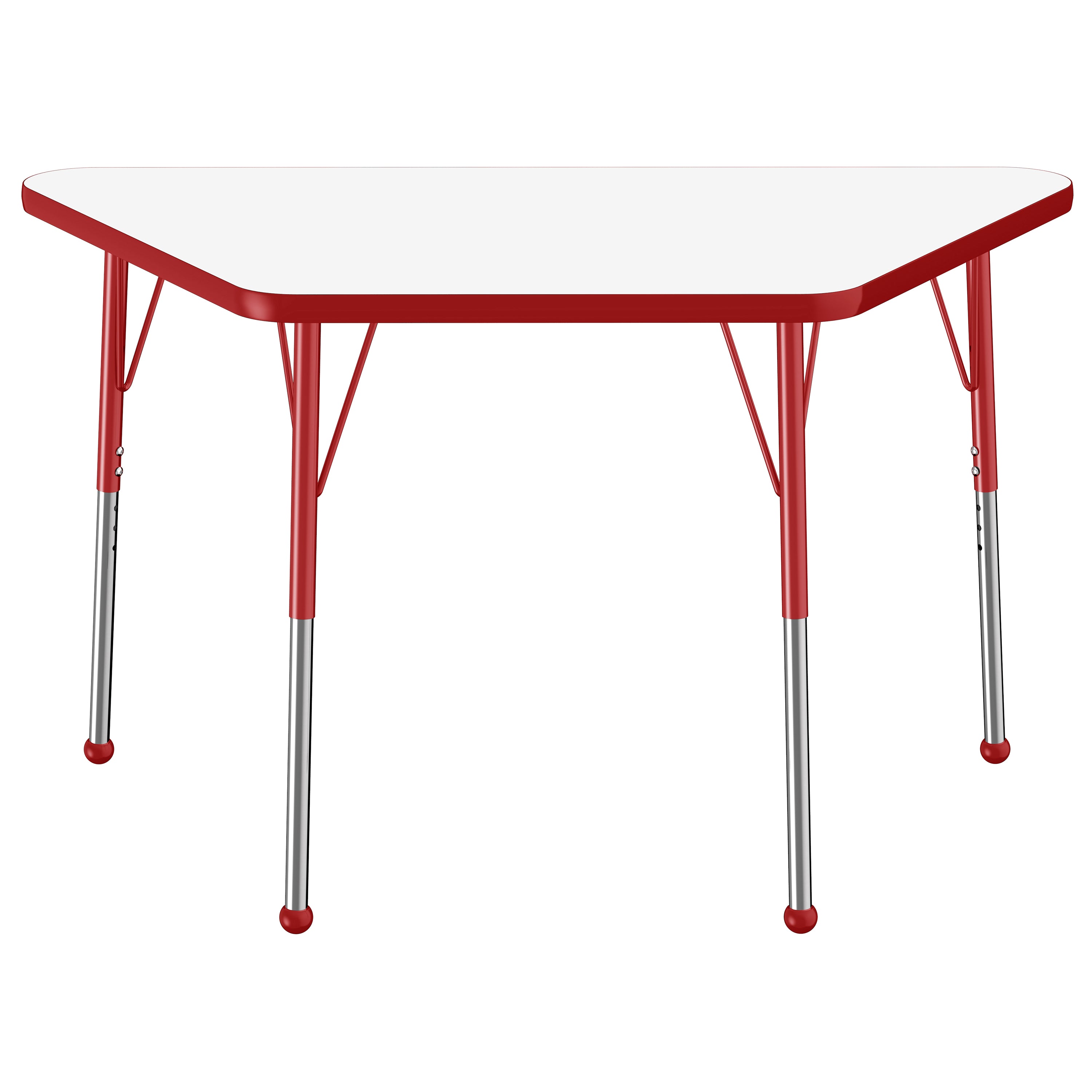 24" x 48" Trapezoid Dry-Erase Activity Table with Adjustable Standard Ball Glide Legs - Whiteboard/Red