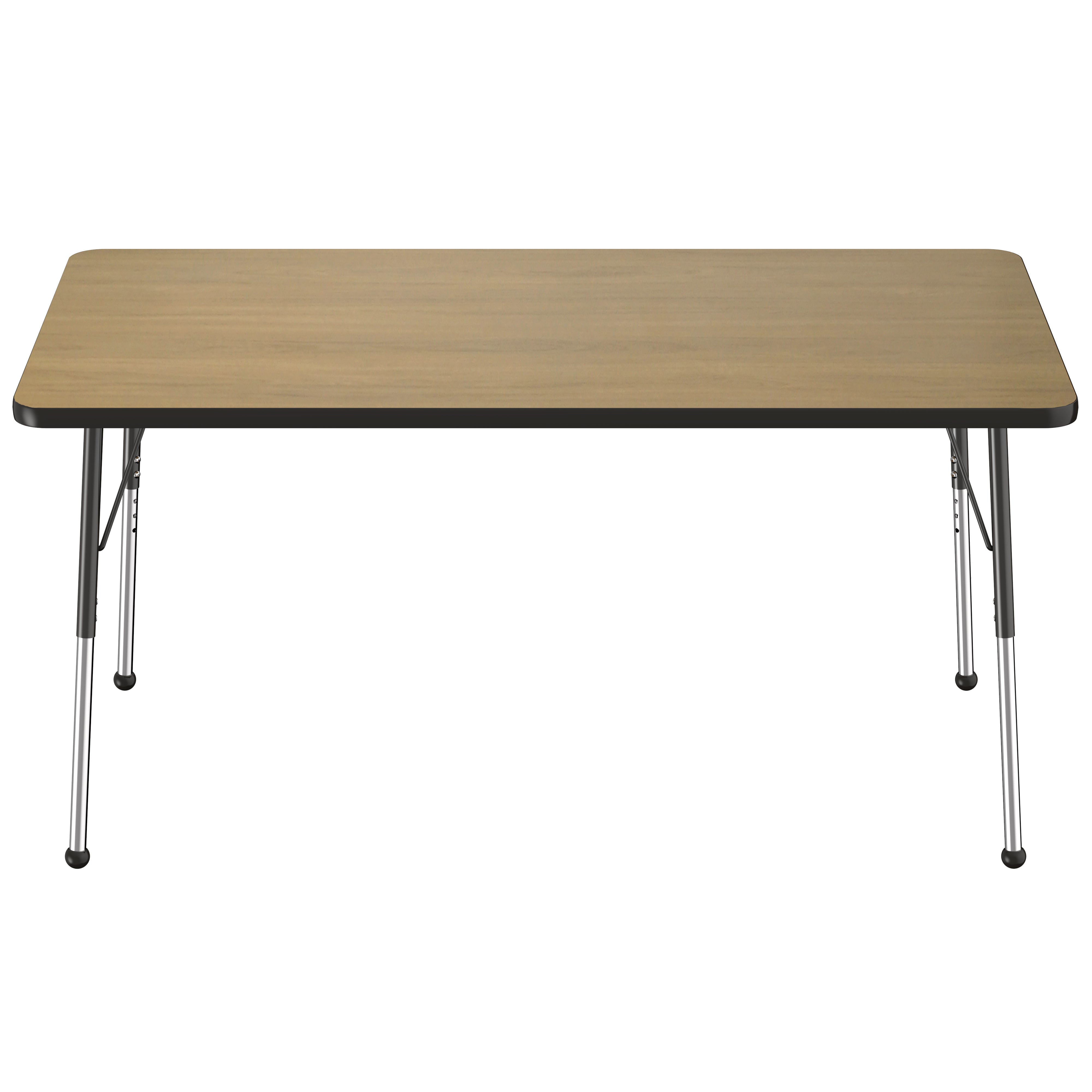 36" x 60" Rectangle T-Molding Activity Table with Adjustable Standard Ball Glide Legs - Pasadena Oak/Black