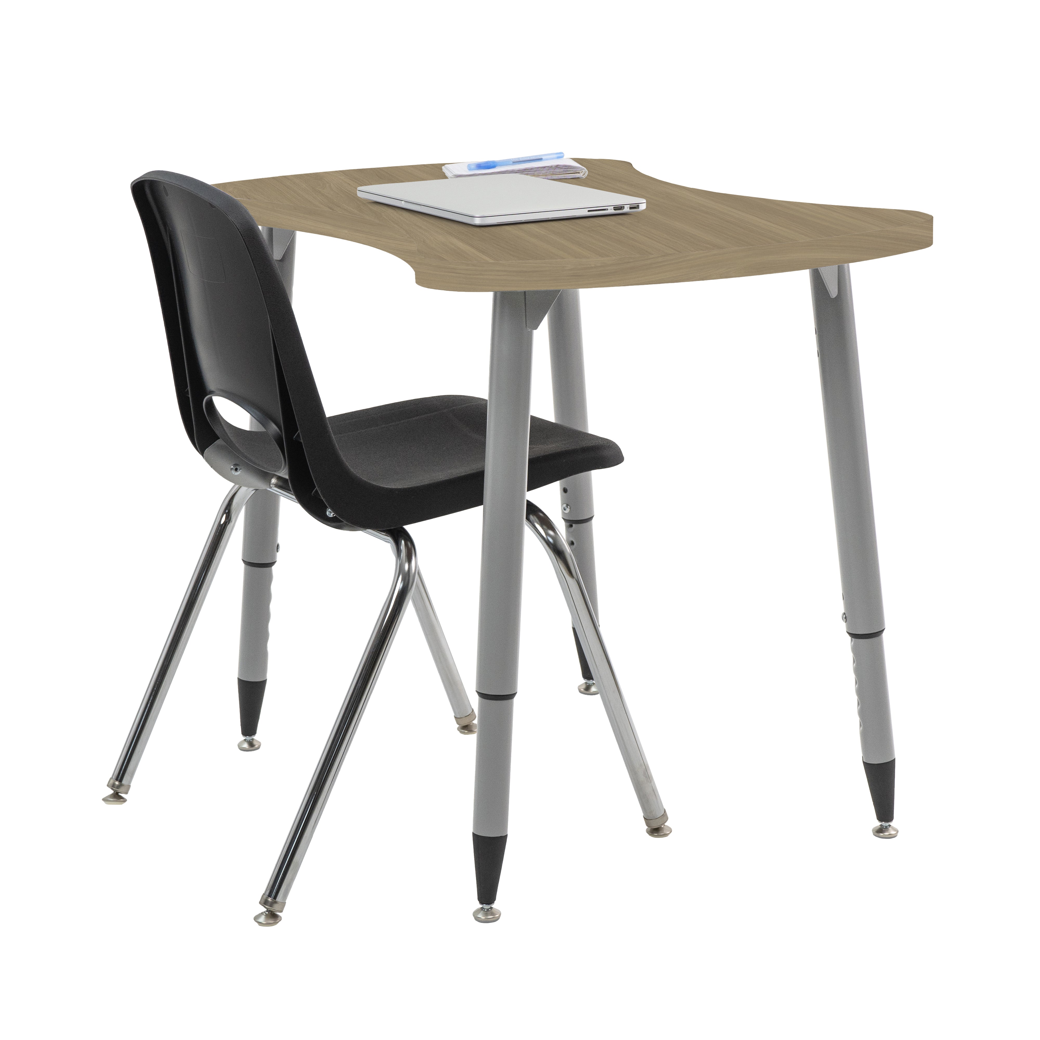 Adapte 25" x 37" Bowtie Woodgrain Activity Table with Adjustable Tapered Legs - Pasadena Oak/Silver