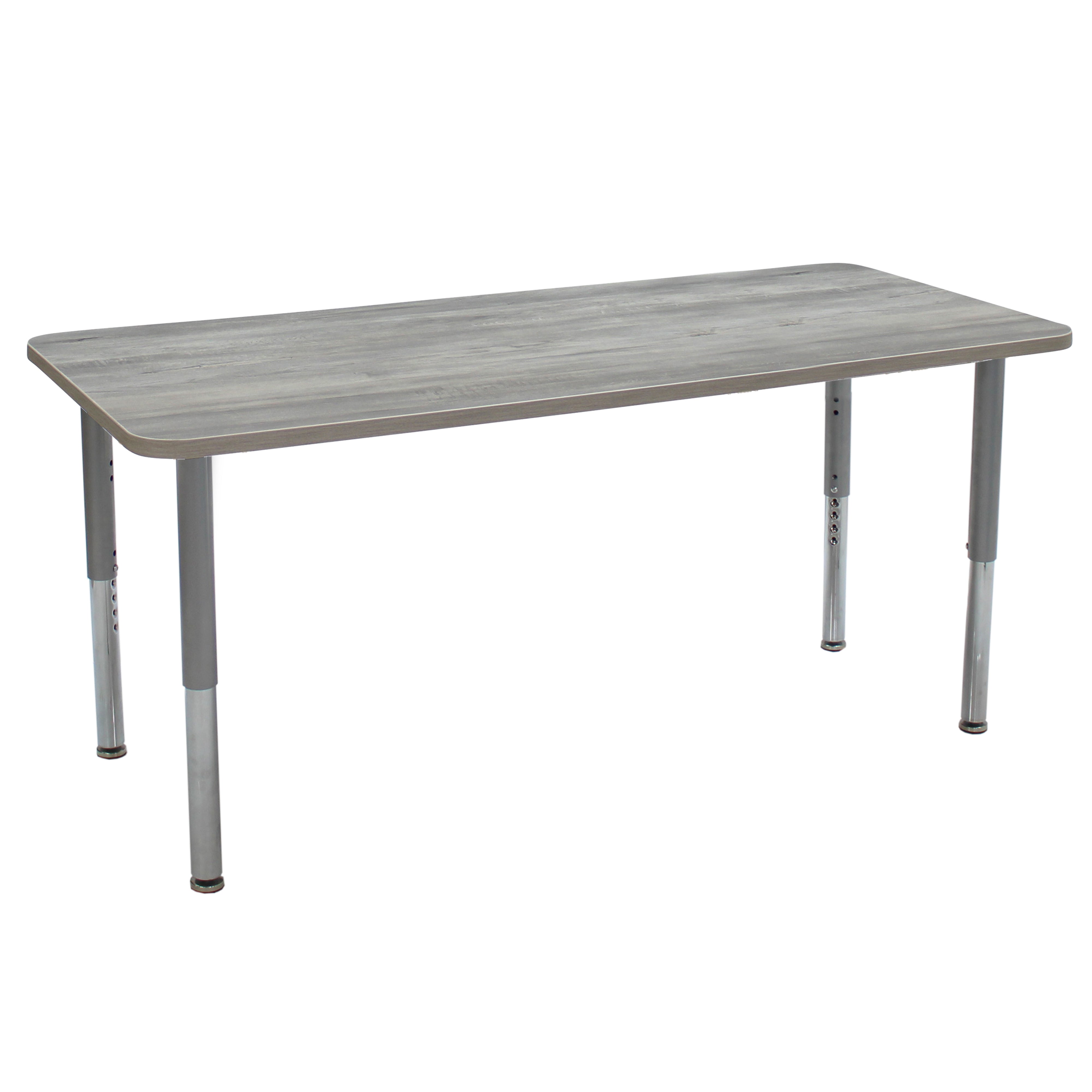 30" x 72" Rectangle La Madera Activity Table with Adjustable Super Legs - Light Gray Wood/Silver