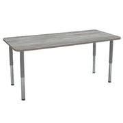 30" x 72" Rectangle La Madera Activity Table with Adjustable Super Legs - Light Gray Wood/Silver