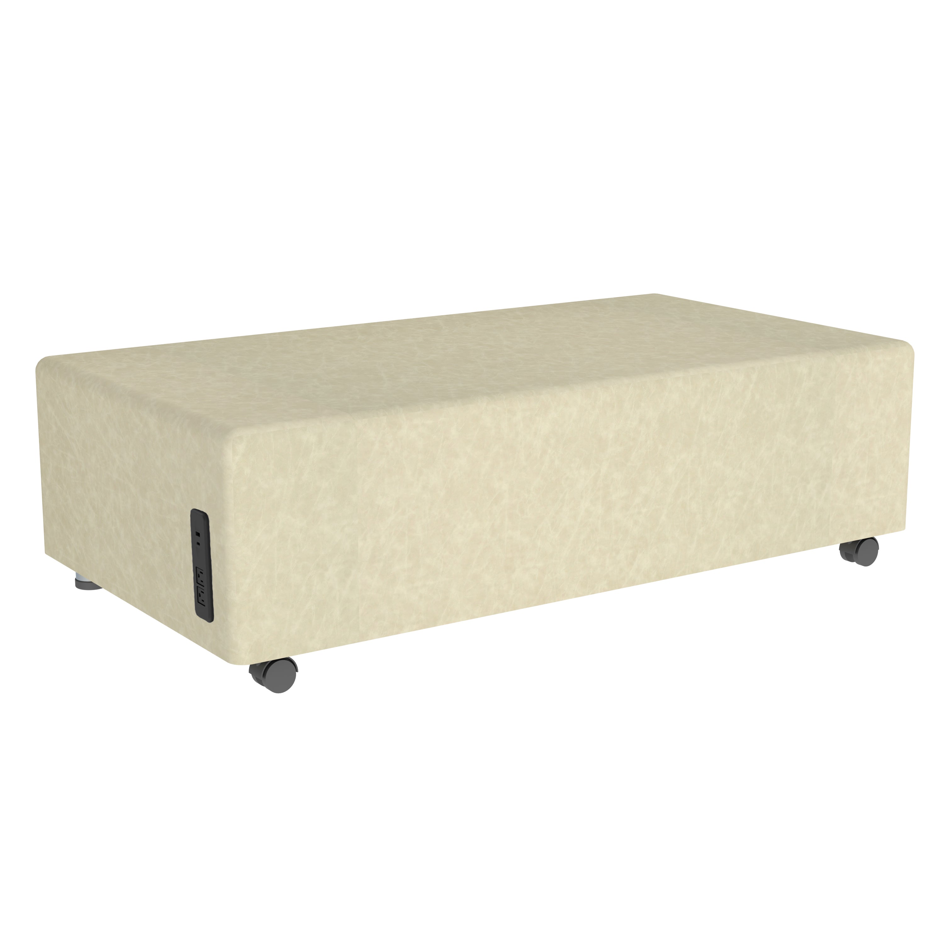 Pro Series Rustic Upholstered Rectangle Mobile Ottoman - Almond