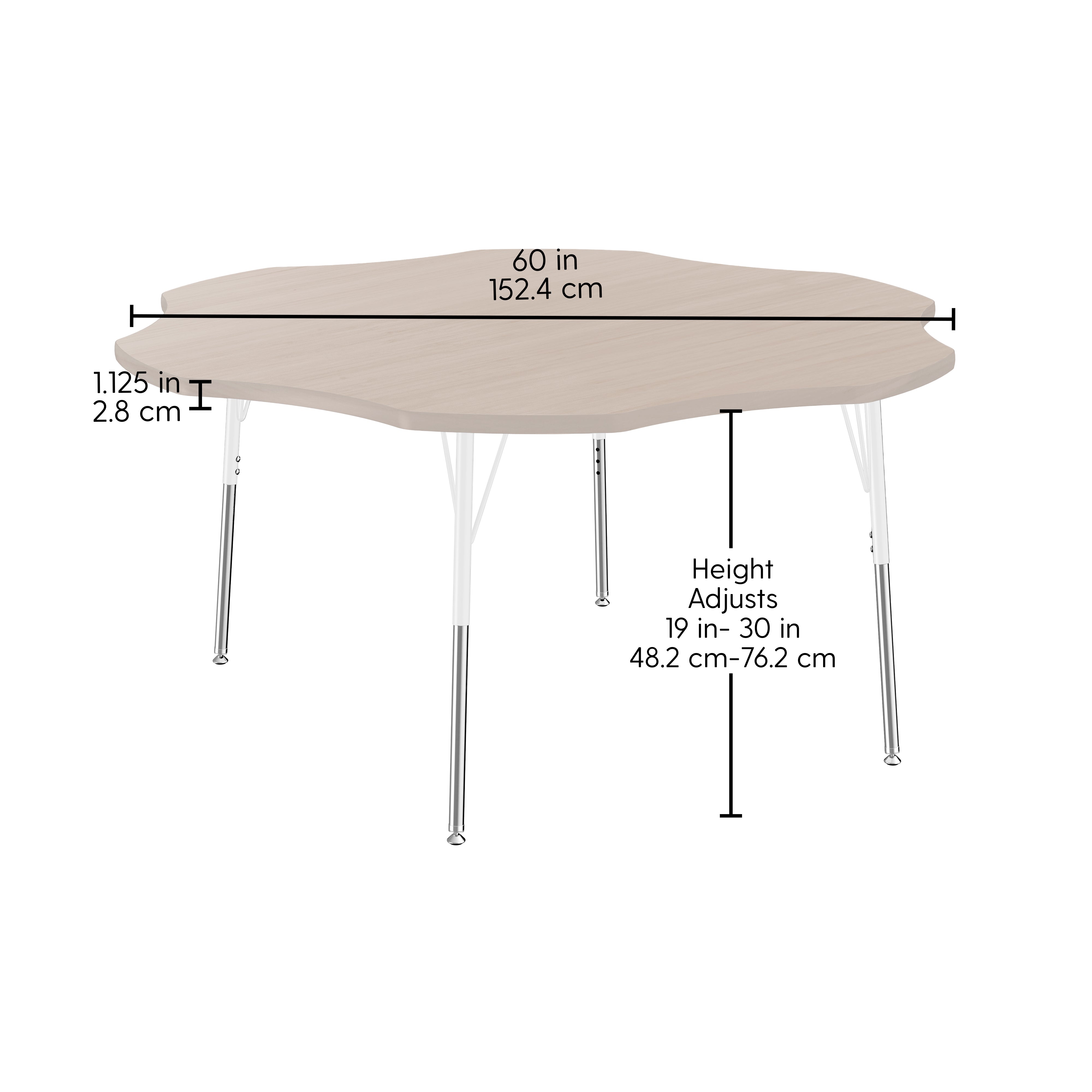 60" Flower Thermofused Woodgrain Activity Table with Standard Legs - Asian Sand/White