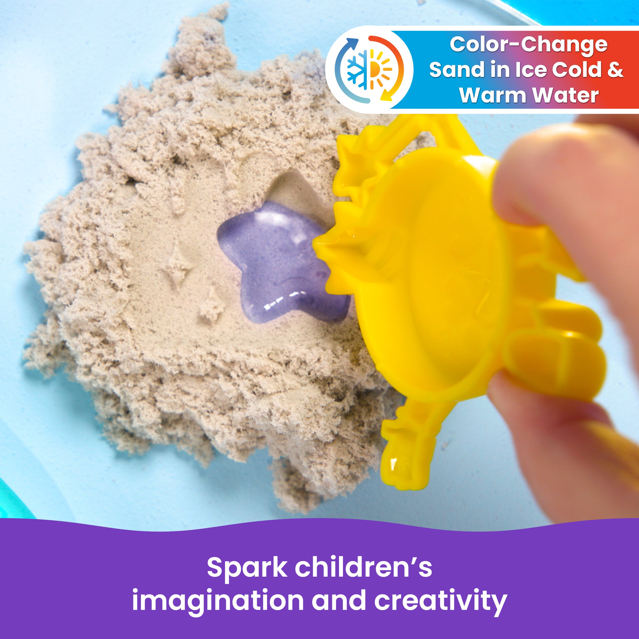 Kinetic Sand, Splash Starter Case with 6oz Color-Change Play Sand, 3 Tools & Molds, Reusable Storage, Sensory Toys for Kids Ages 3 and up