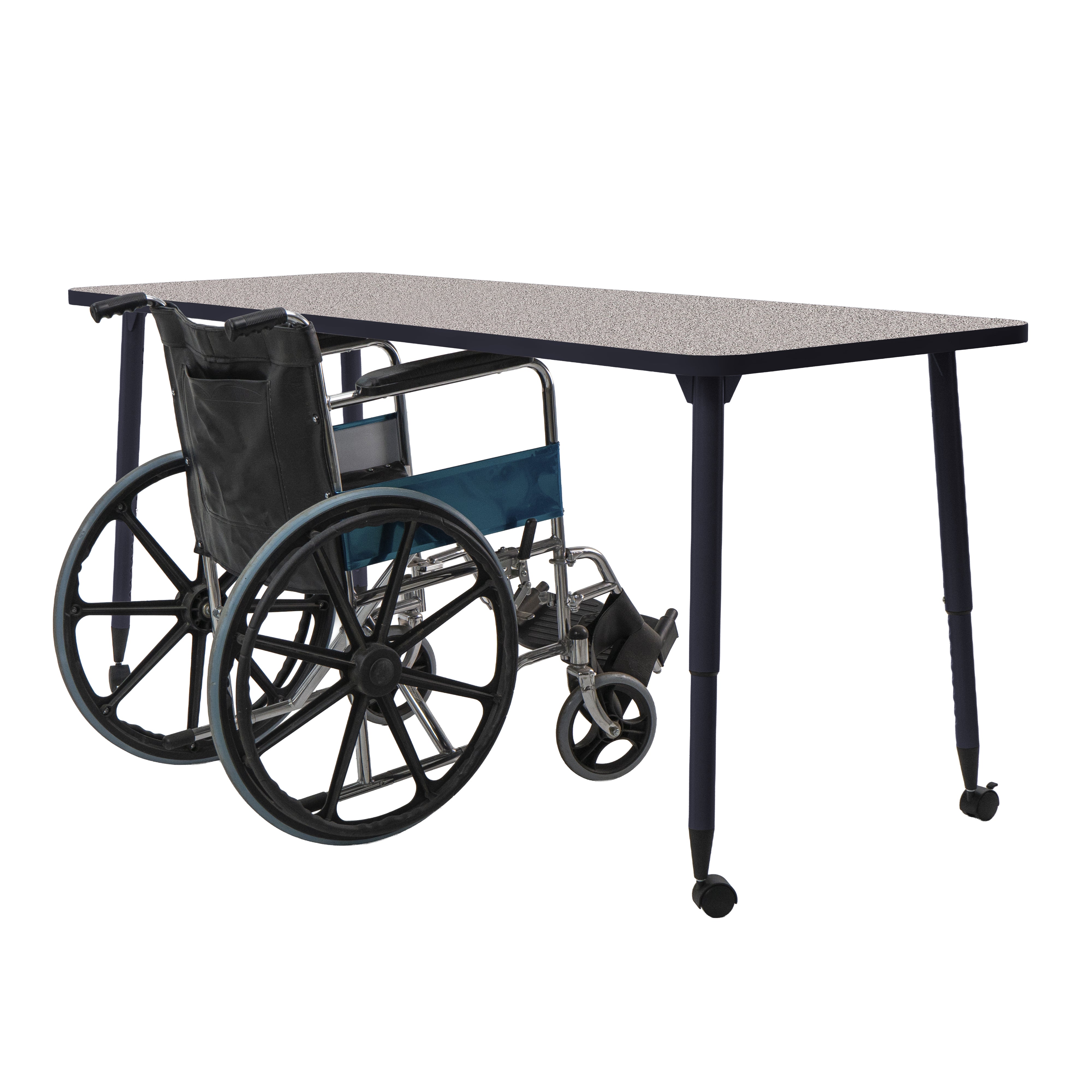 Adapte 30" x 72" Rectangle Activity Table with Adjustable Tapered Legs - Gray/Navy