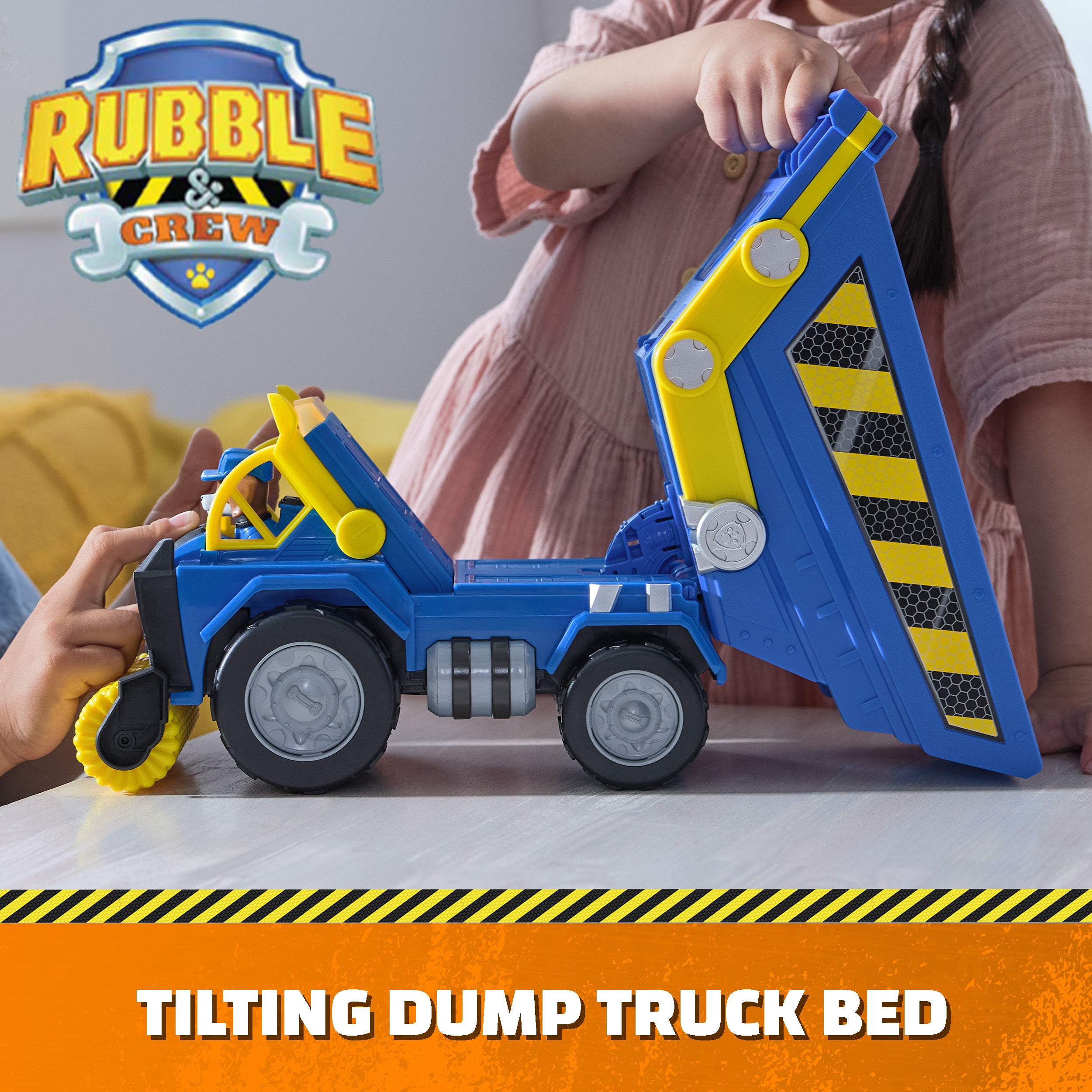 Rubble & Crew, Bark Yard Deluxe Dump Truck Construction Vehicle with Lights, Sounds & Wheeler Action Figure, Kids Toys for Boys & Girls Ages 3 and up