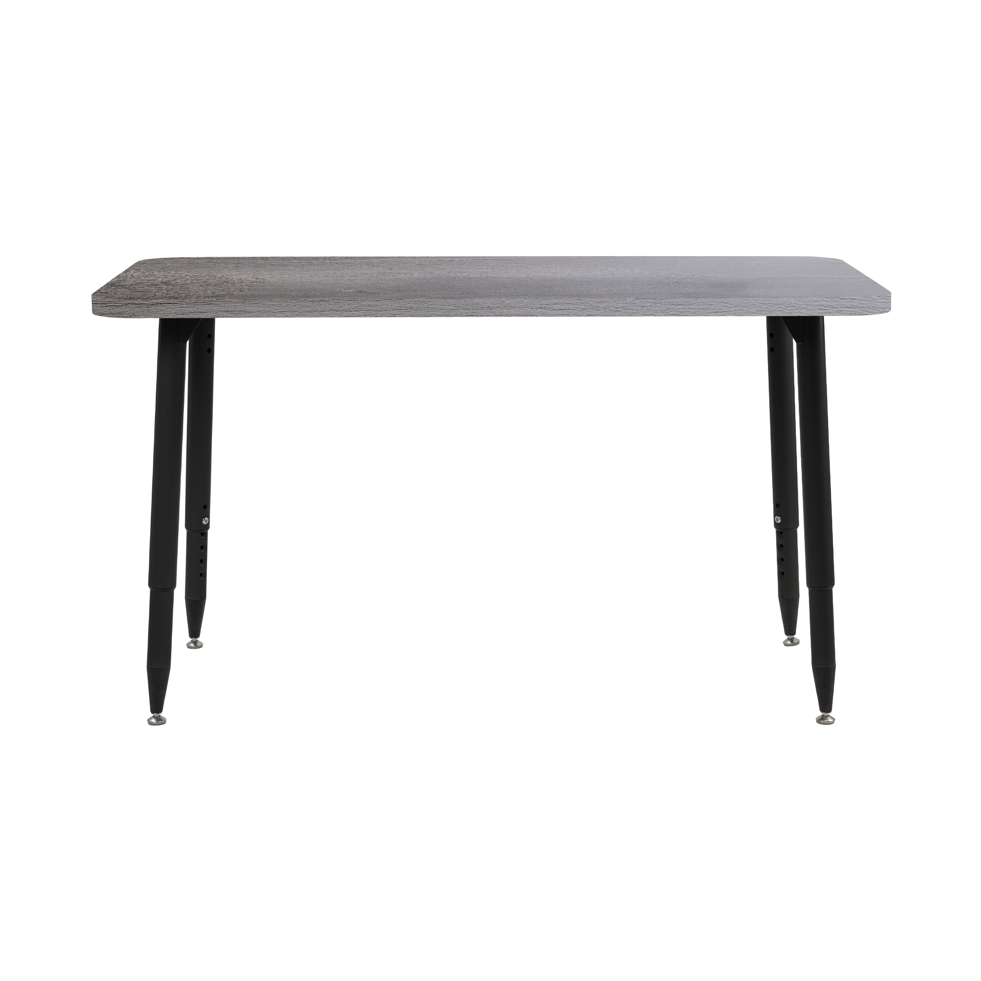 Adapte 24" x 48" Rectangle Woodgrain Activity Table with Adjustable Tapered Legs - Gray Wood/Black