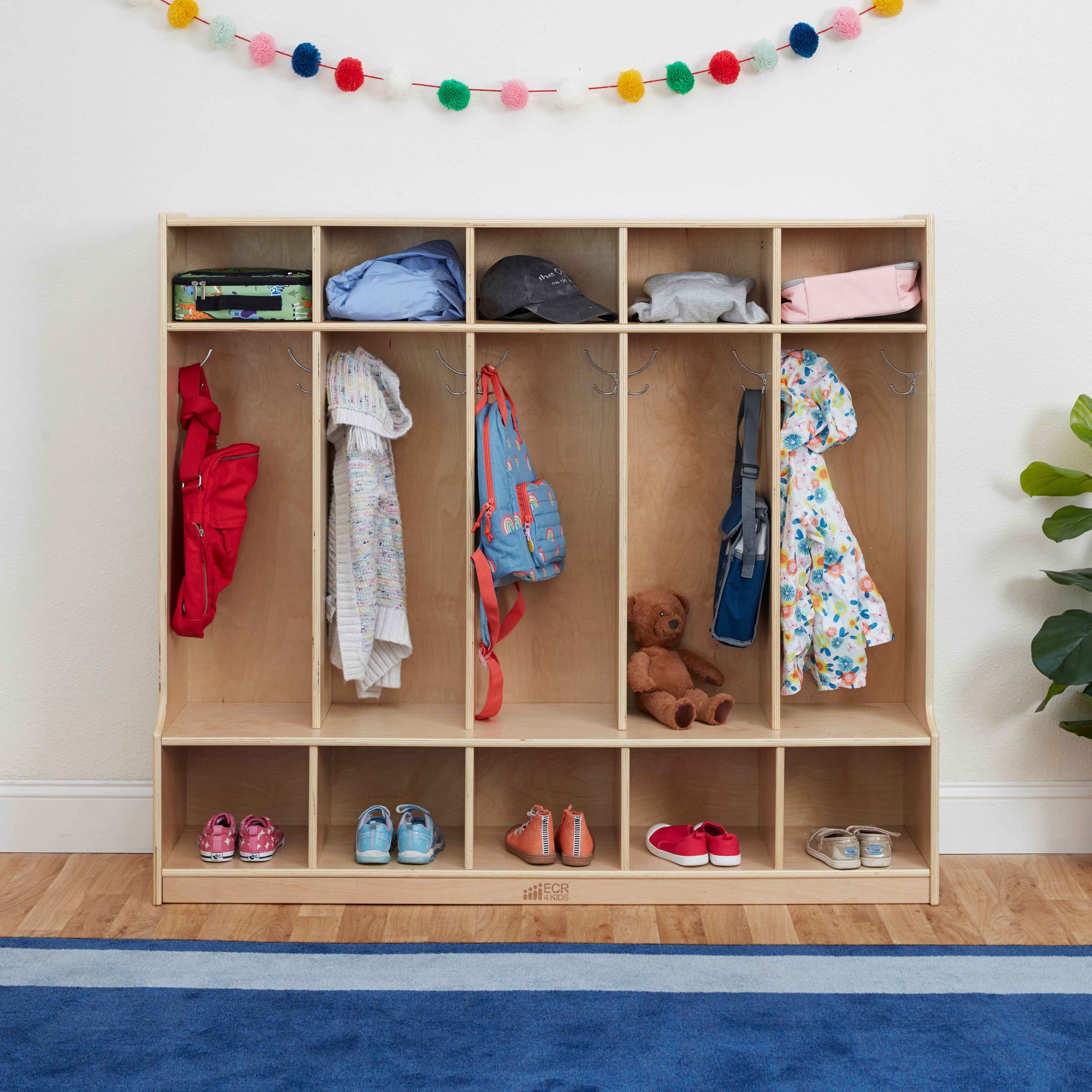 5-Section Coat Locker with Bench