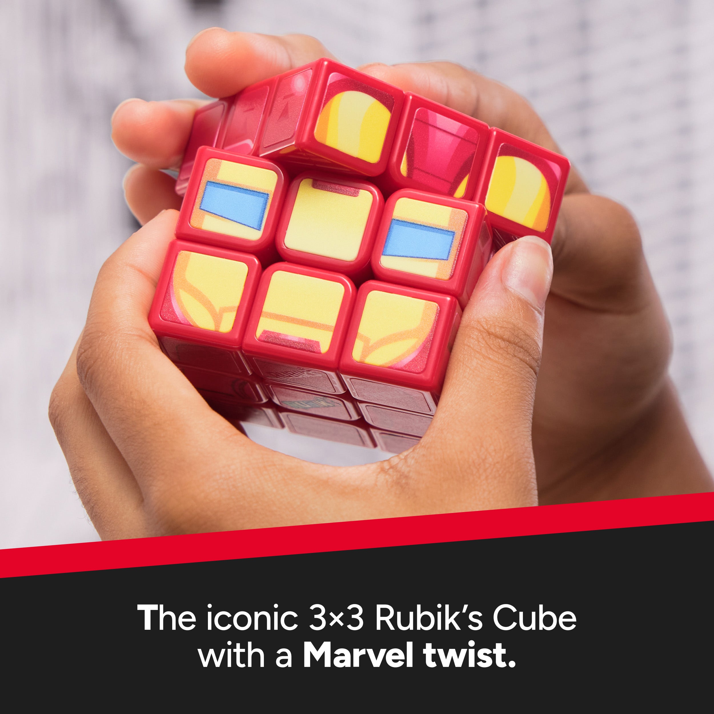 Rubik’s Cube, Iron Man Cuber, Marvel Collectible Fidget Toy & Desk Decor, Challenging Brain Teaser for Fans of Marvel Rivals & Action Movies, for Ages 8 & Up