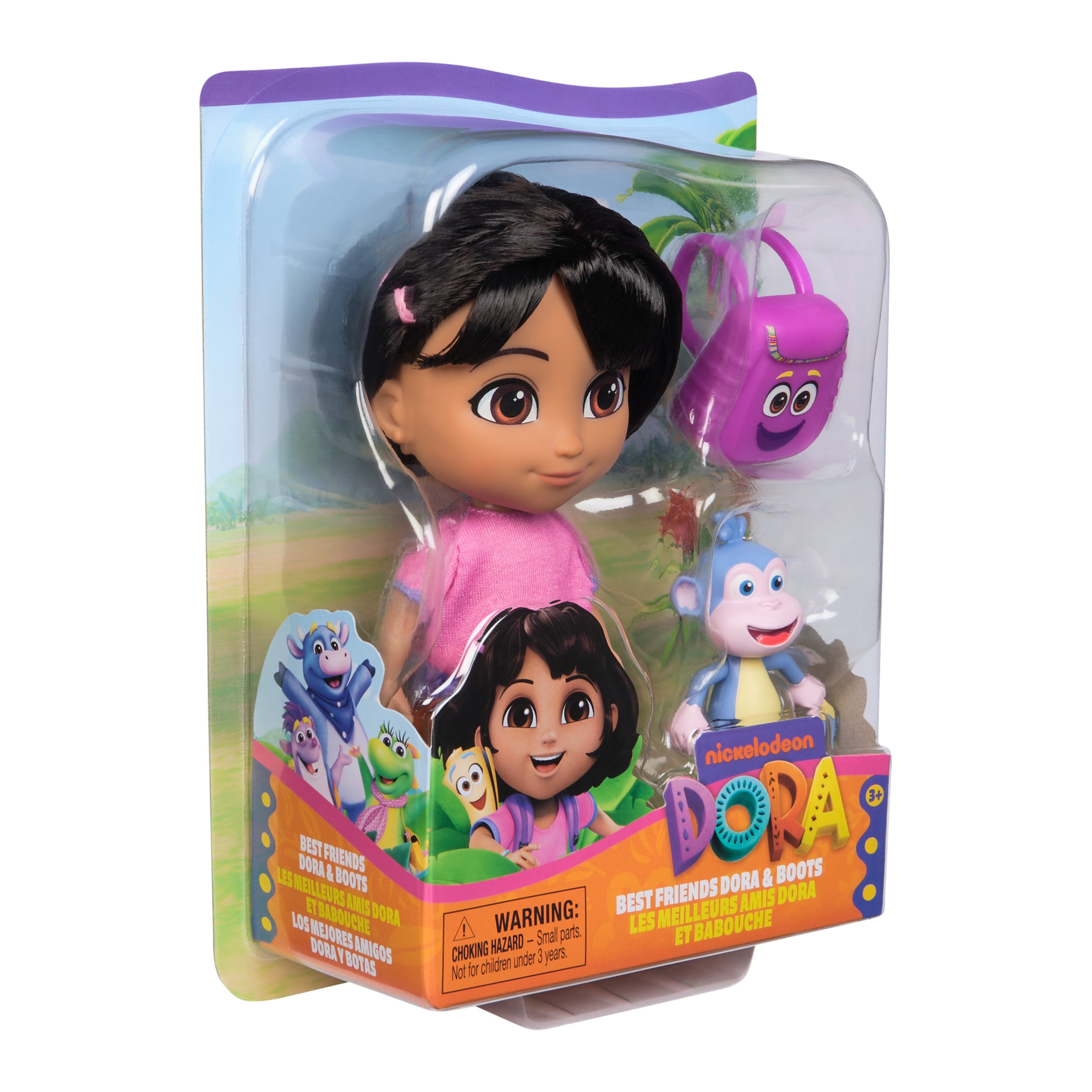 Dora, Best Friends Dora & Boots Set, 6-inch Doll with Clothes, Backpack & Boots Toy Figure, Kids Toys for Girls & Boys Ages 3 and Up