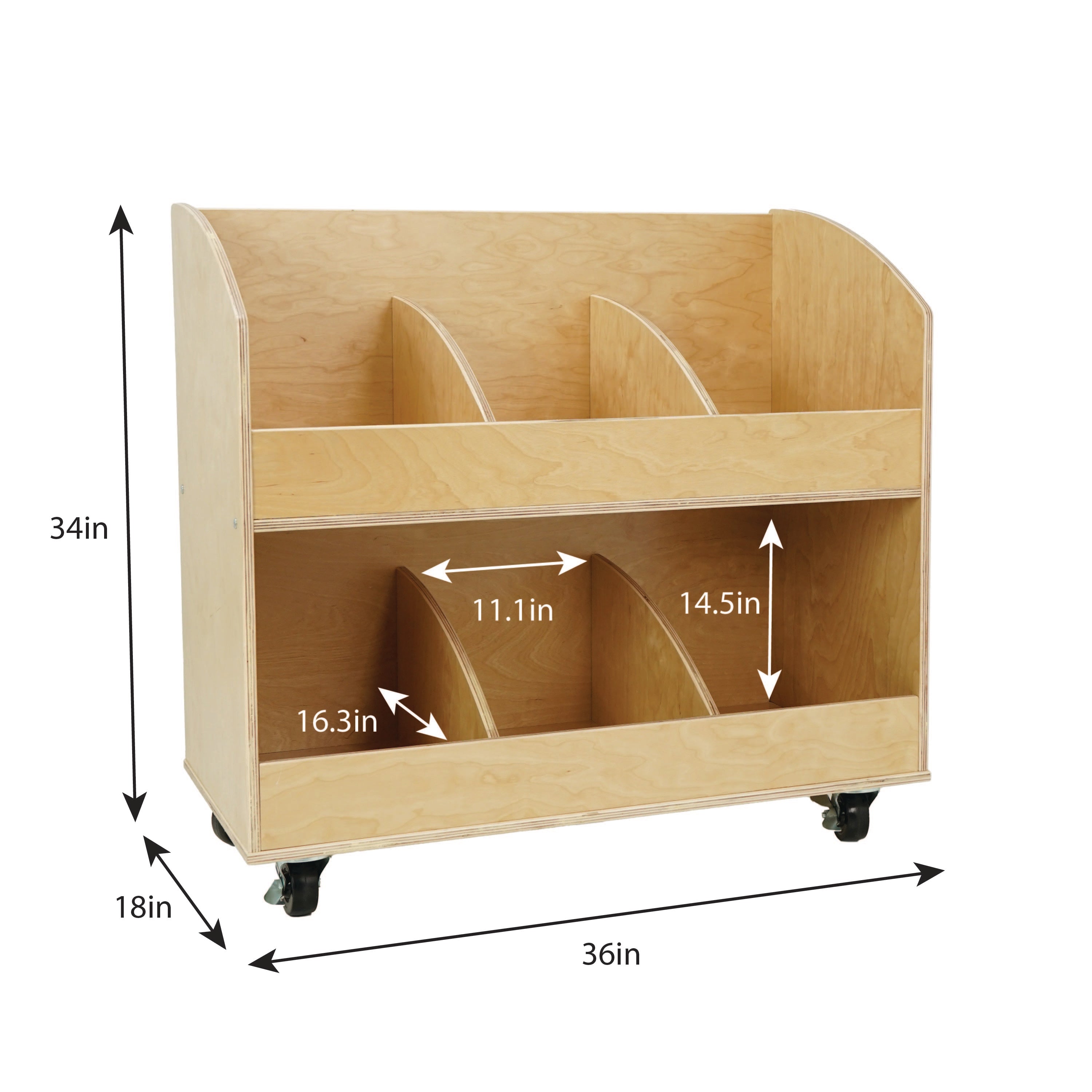 Birch 6-Compartment Mobile Book Cart
