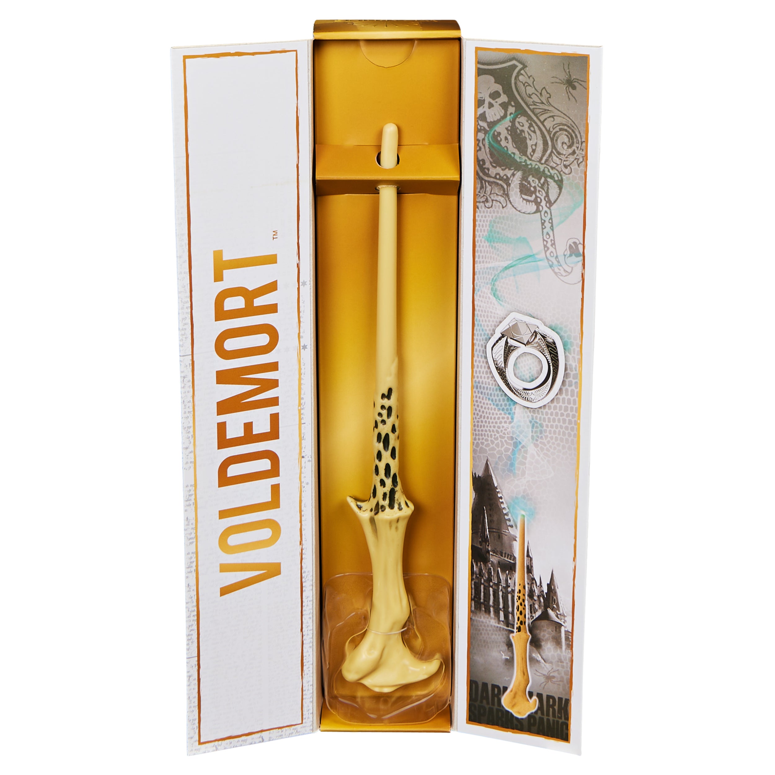 Wizarding World Harry Potter, 12-inch Magical Collector Voldemort Wand with Stand & Die-cast Icon, Magical Artifacts, Accessory for Halloween Costumes