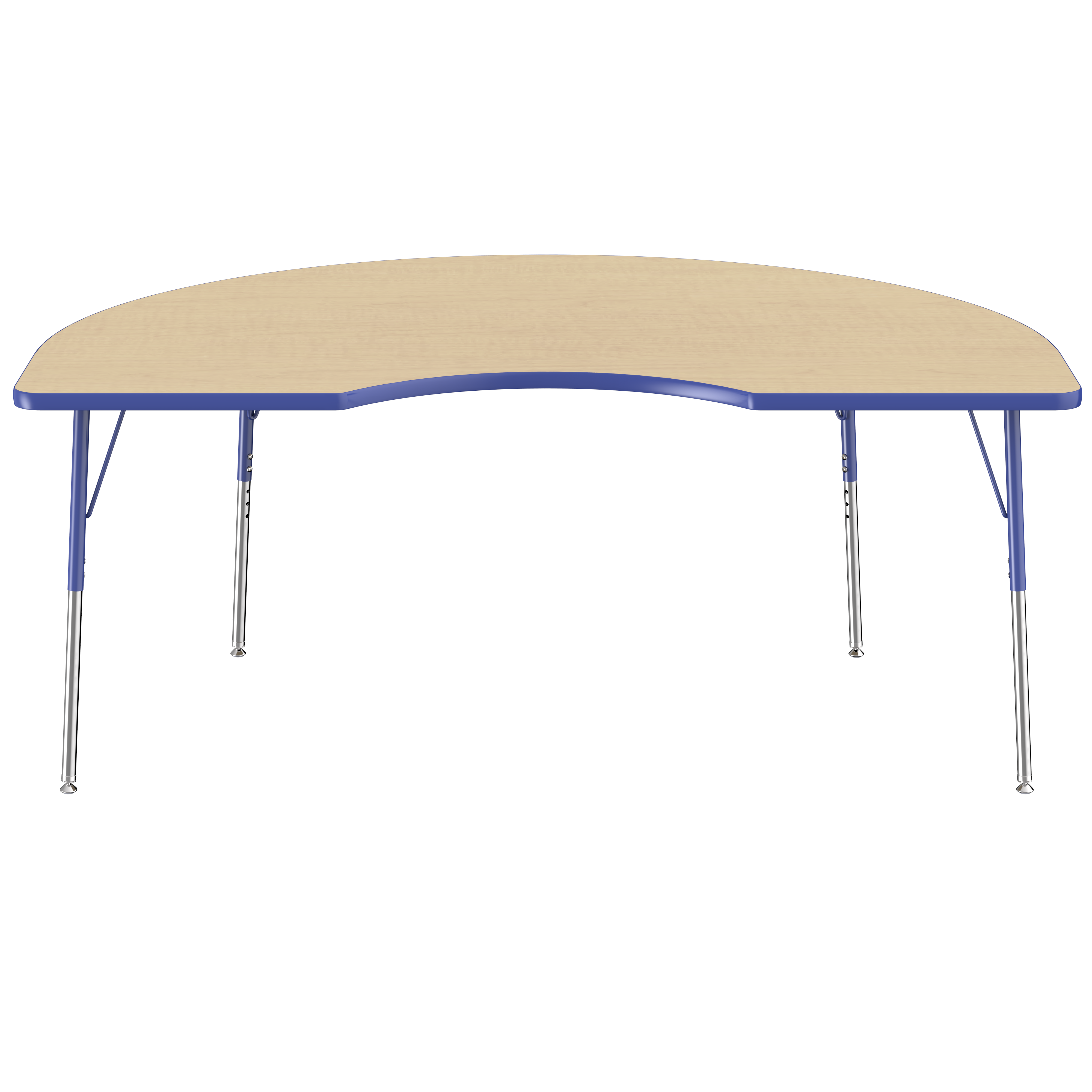 48" x 72" Kidney T-Molding Activity Table with Adjustable Standard Swivel Glide Legs - Maple/Blue