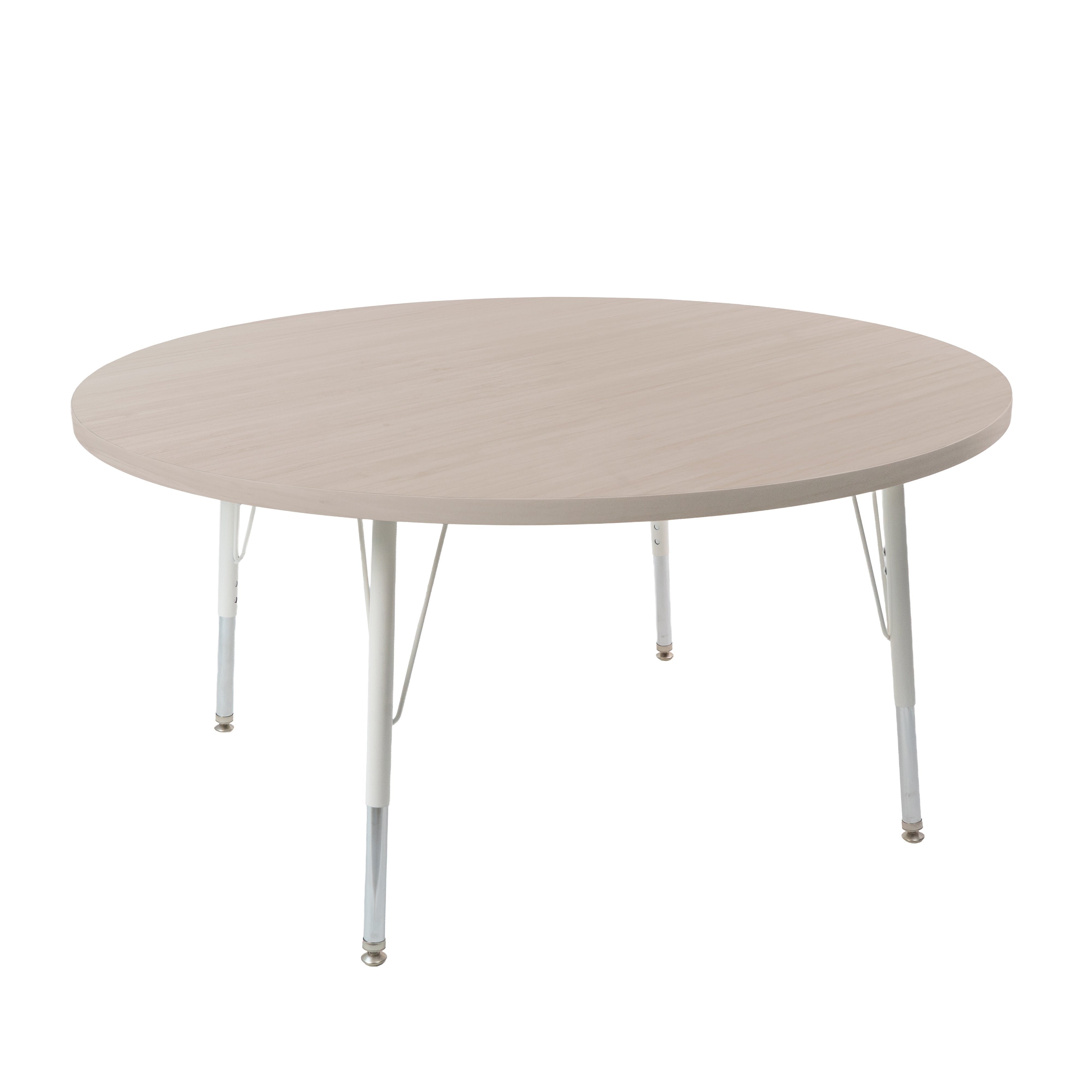 48" Round Thermofused Woodgrain Activity Table with Standard Legs - Asian Sand/White