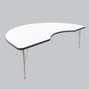 48" x 72" Kidney Thermofused Activity Table with Adjustable Standard Swivel Glide Legs - White/Navy/White