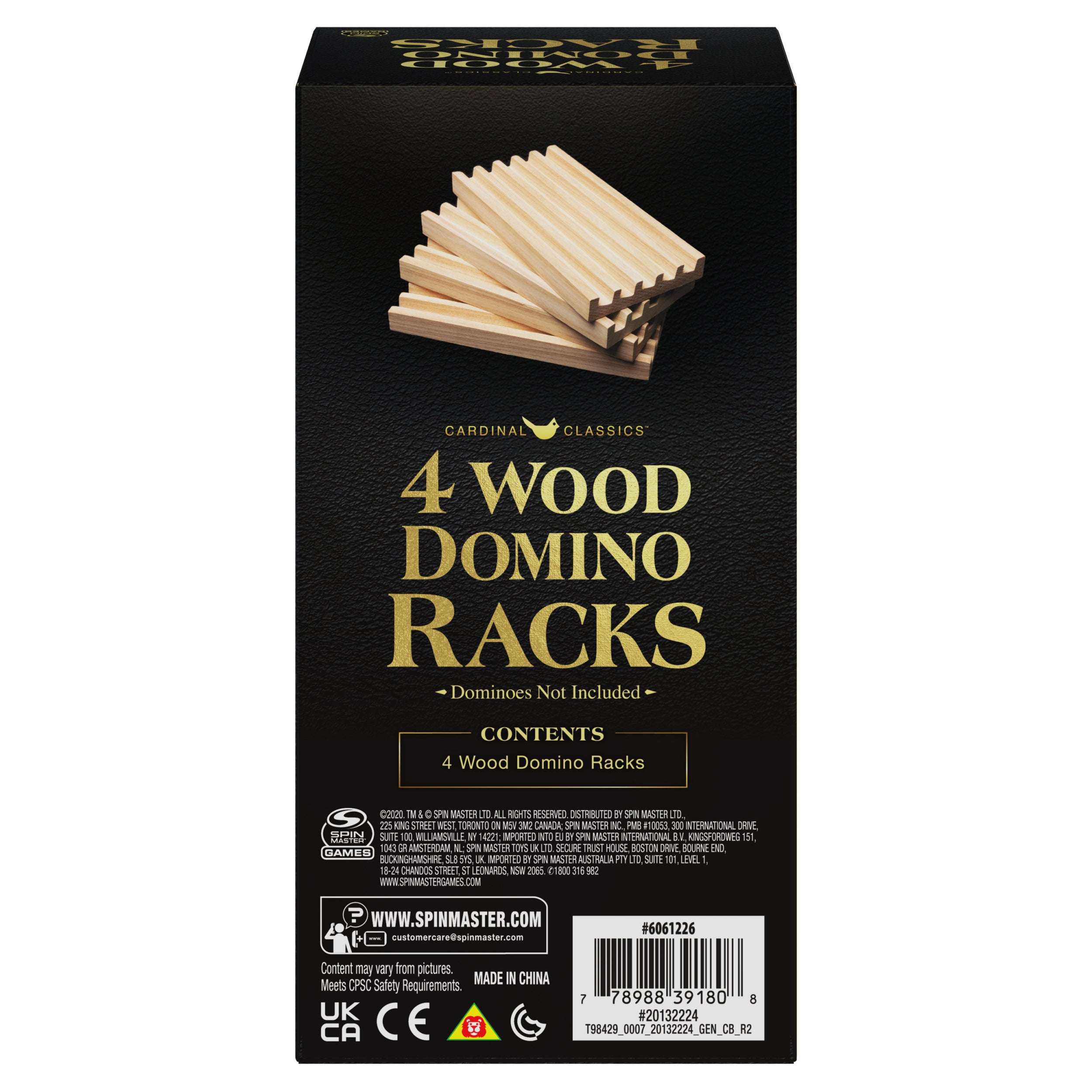 Spin Master Games, Wooden Domino Racks, Set of 4 Trays for Mexican Train Dominoes, Dominoes Games, Classic Game, Kids Game, Adults & Kids Ages 8+