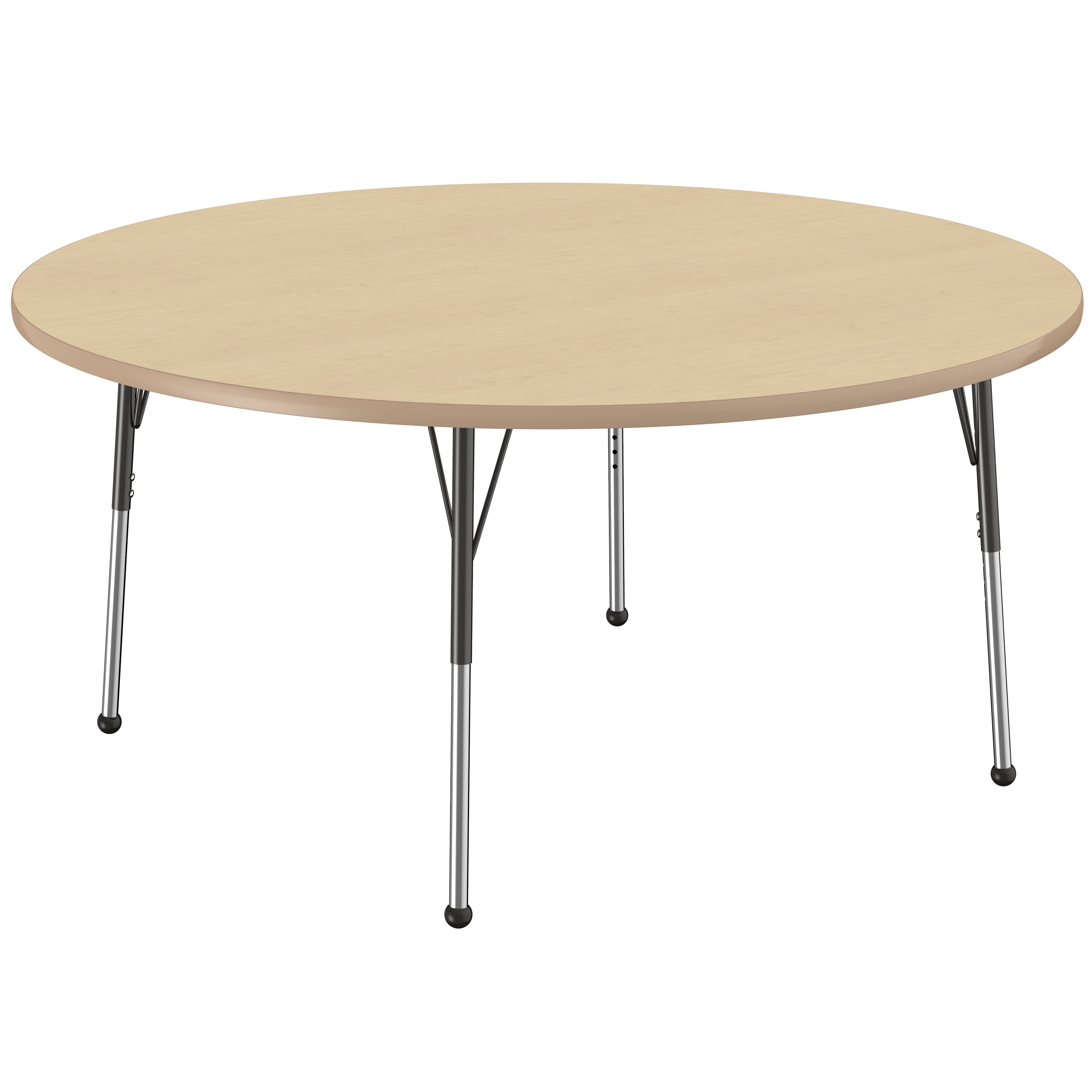 60" Round T-Molding Activity Table with Adjustable Standard Ball Glide Legs - Maple/Maple/Black