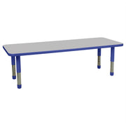24" x 60" Rectangle T-Molding Activity Table with Adjustable Tiny Tot Legs - Gray/Blue