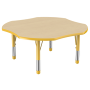 48" x 48" Clover T-Molding Activity Table with Adjustable Chunky Legs - Maple/Yellow
