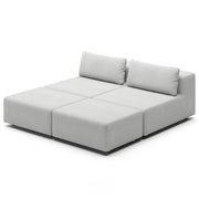 Jaxx Vada Outdoor Sun Lounger Loveseat - Luxurious Modular Double Chaise & Conversation Nook with Ottomans - Sunbrella Granite