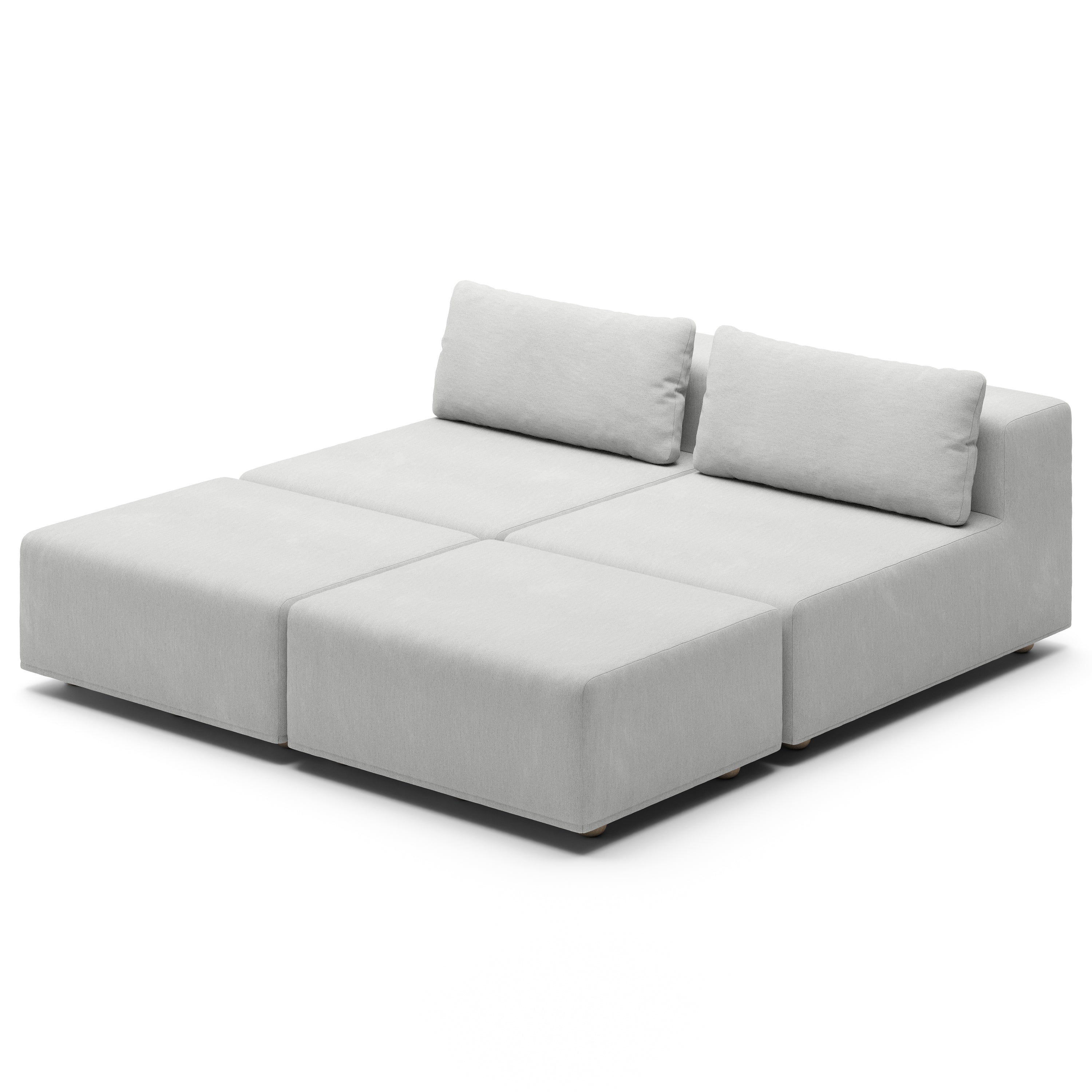 Jaxx Vada Outdoor Sun Lounger Loveseat - Luxurious Modular Double Chaise & Conversation Nook with Ottomans - Sunbrella Granite