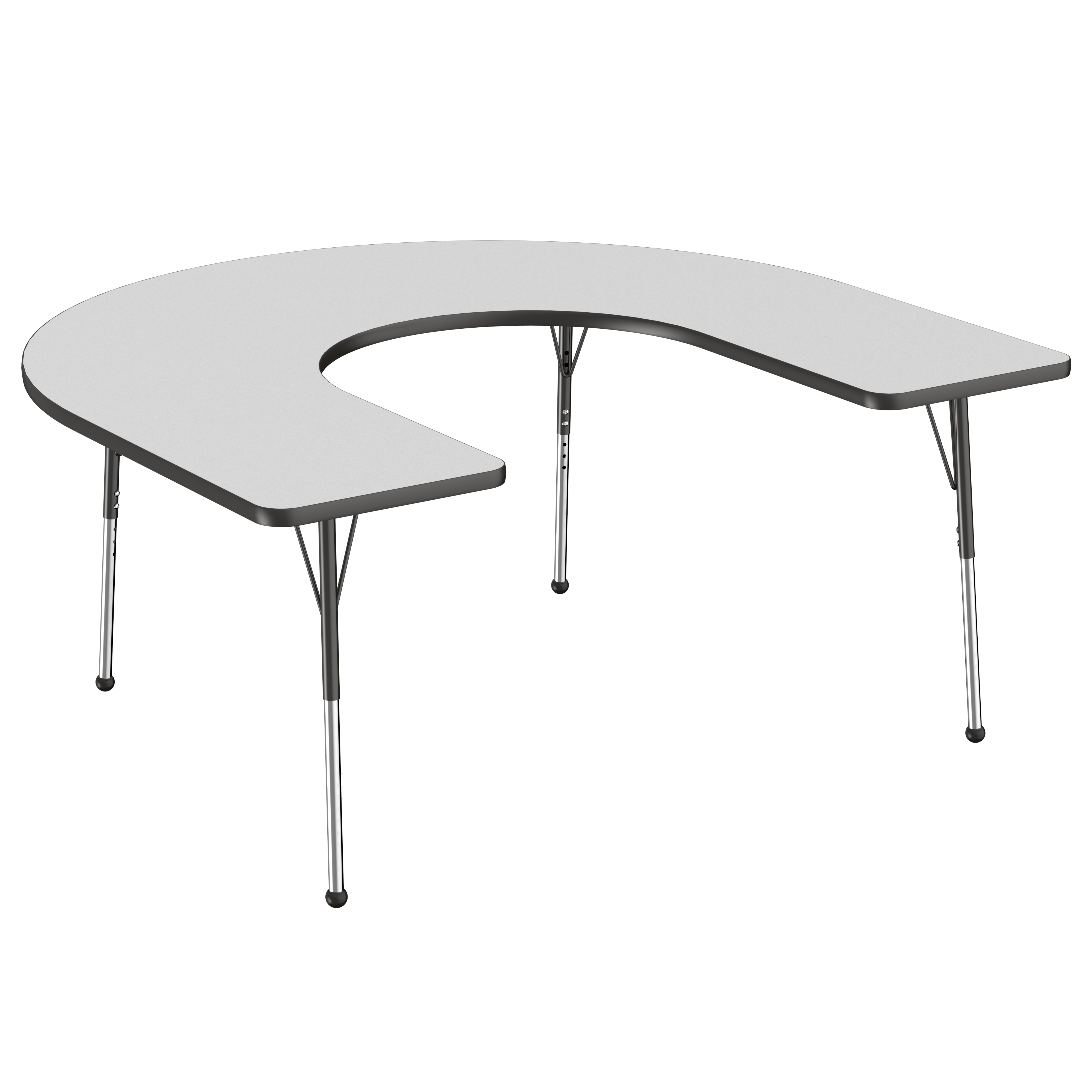 60" x 66" Horseshoe T-Molding Activity Table with Adjustable Standard Ball Glide Legs - Gray/Black