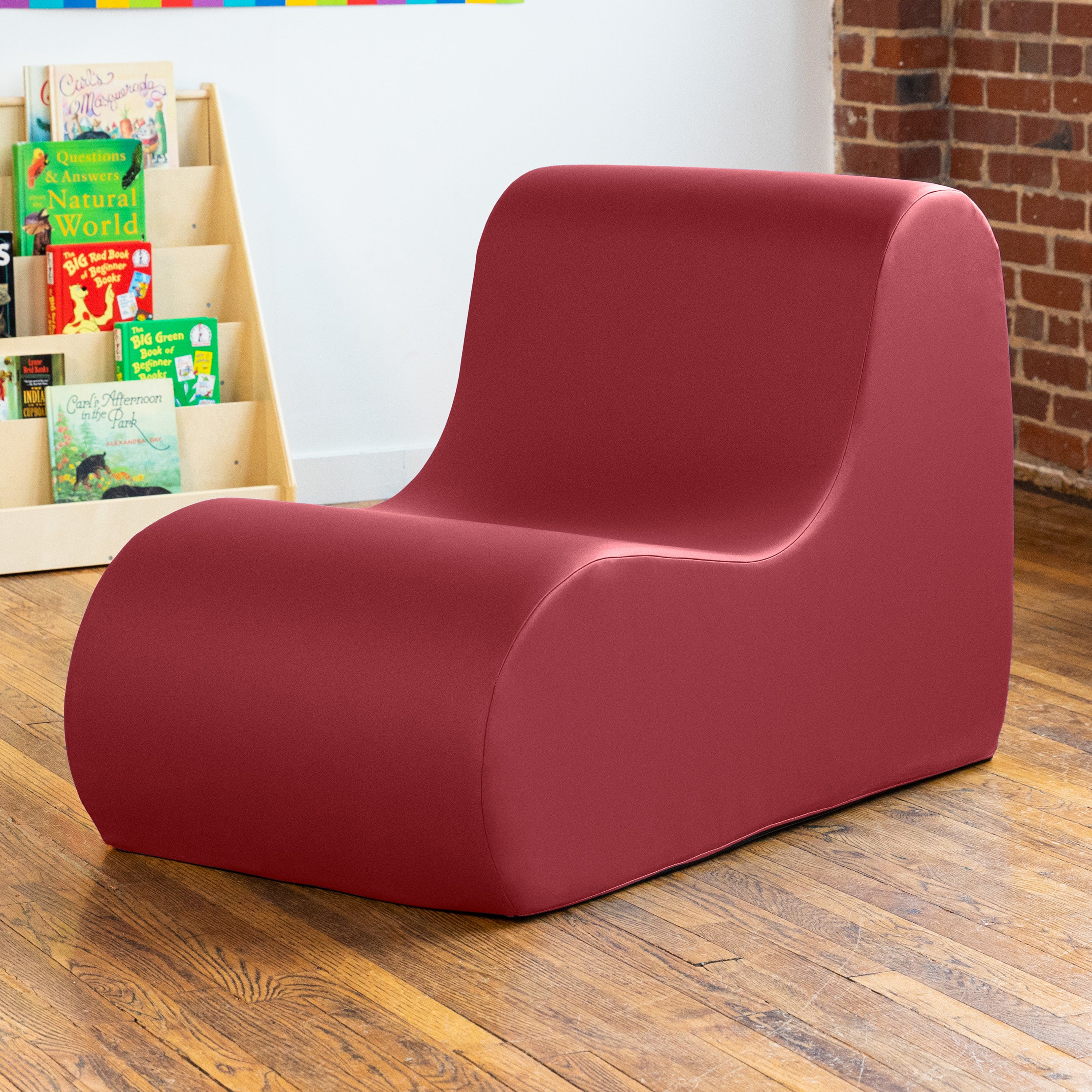 Jaxx Midtown Large Classroom Soft Foam Chair - Premium Vinyl Cover, Claret Dark Red