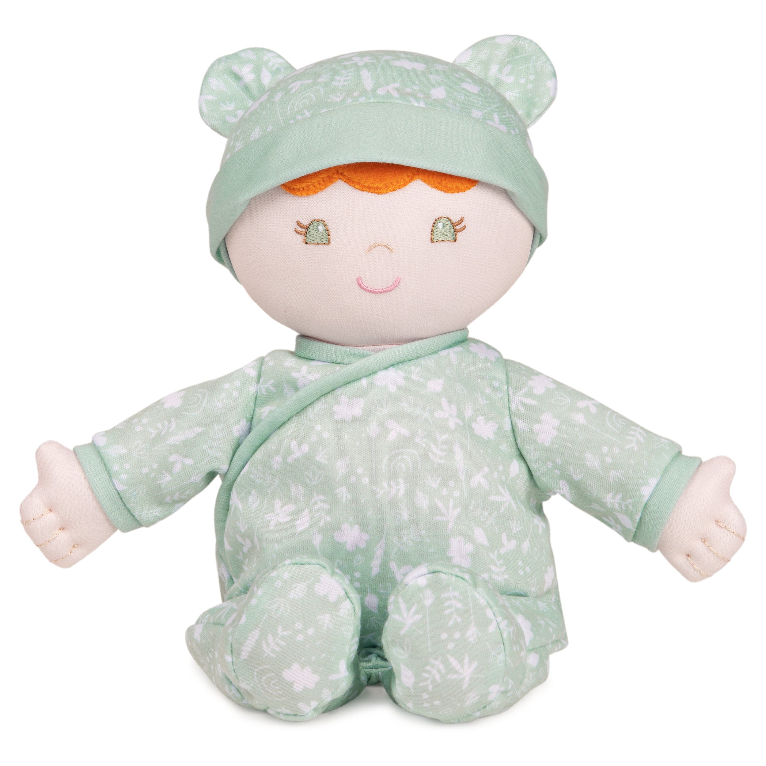 Baby GUND Sustainable Baby Doll, Plush Doll Made from Recycled Materials, For Newborns and Toddlers, Green, 12”