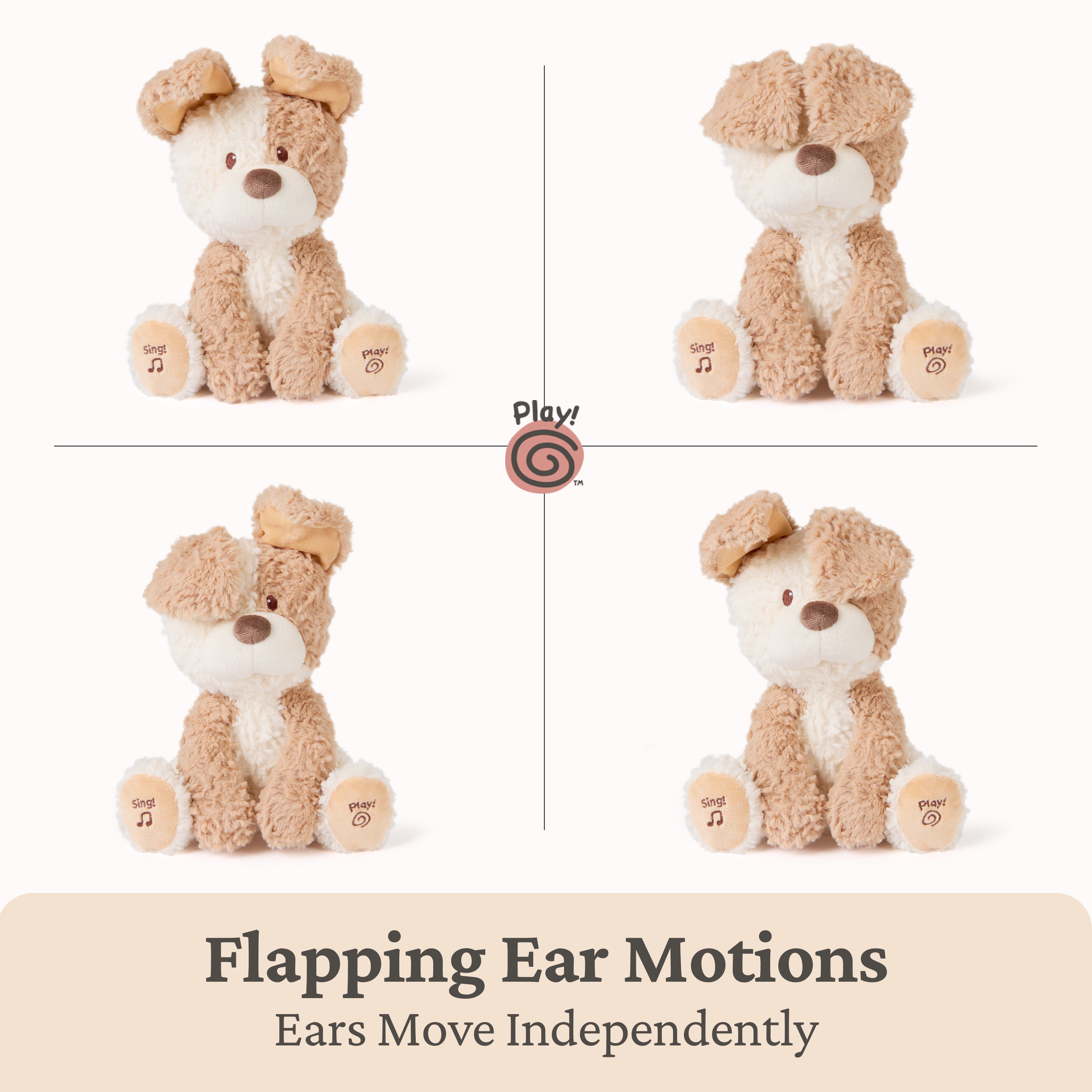 Baby GUND Peeki the Puppy Animated Plush, Singing Stuffed Animal, Sensory Toy for Babies and Toddlers, Plays Peek-a-Boo and Sings, Brown/Cream, 12”