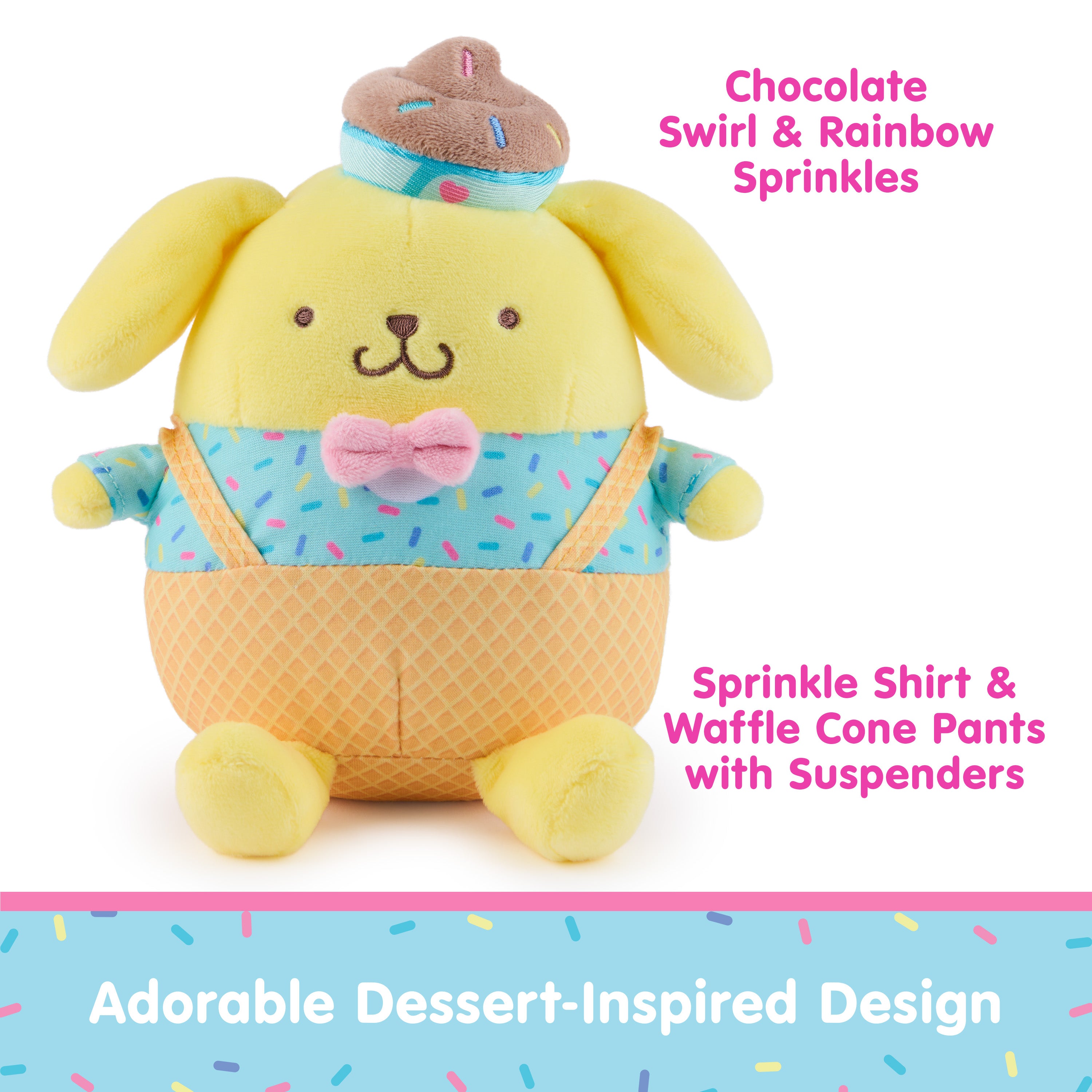 GUND Sanrio Hello Kitty and Friends Pompompurin Ice Cream Plush, Stuffed Animal for Ages 1 and Up, Yellow, 6”