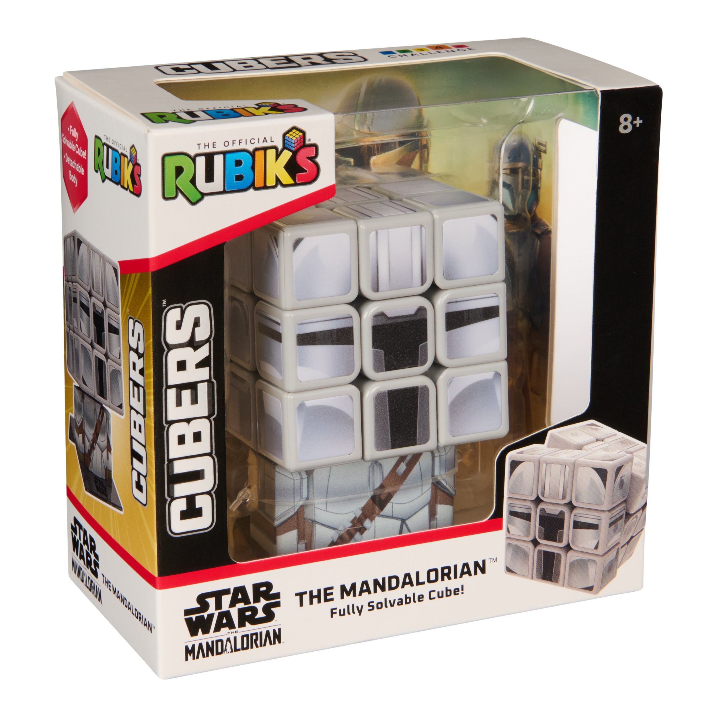 Rubik’s Cube, Star Wars Mandalorian Cuber with Display, The Mandalorian Problem-Solving Brain Teaser, Classic Color-Matching Puzzle, Fidget Toy for Kids, Collectible Star Wars Toy, for Ages 8 & Up