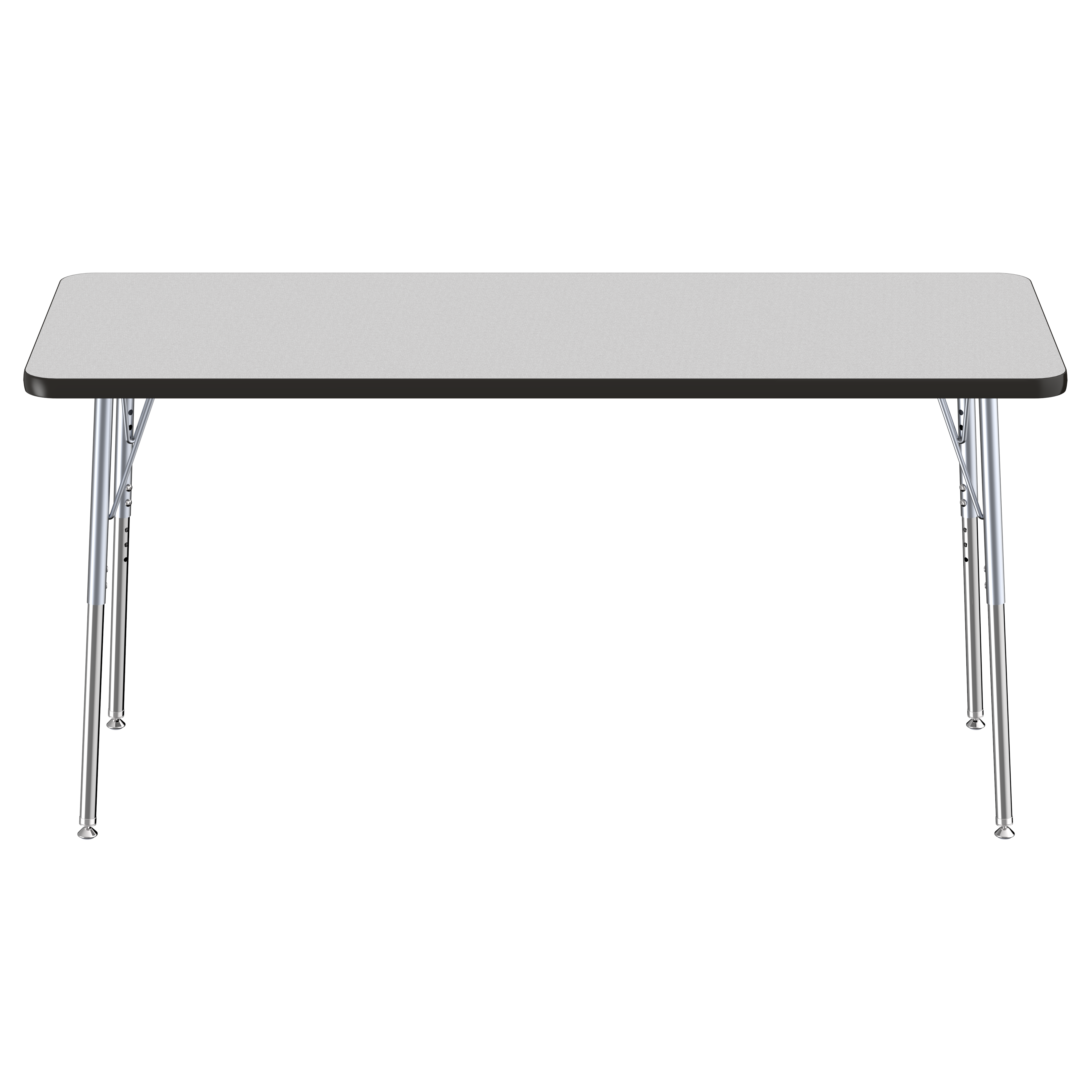 24" x 60" Rectangle T-Molding Activity Table with Adjustable Standard Swivel Glide Legs - Gray/Black/Silver