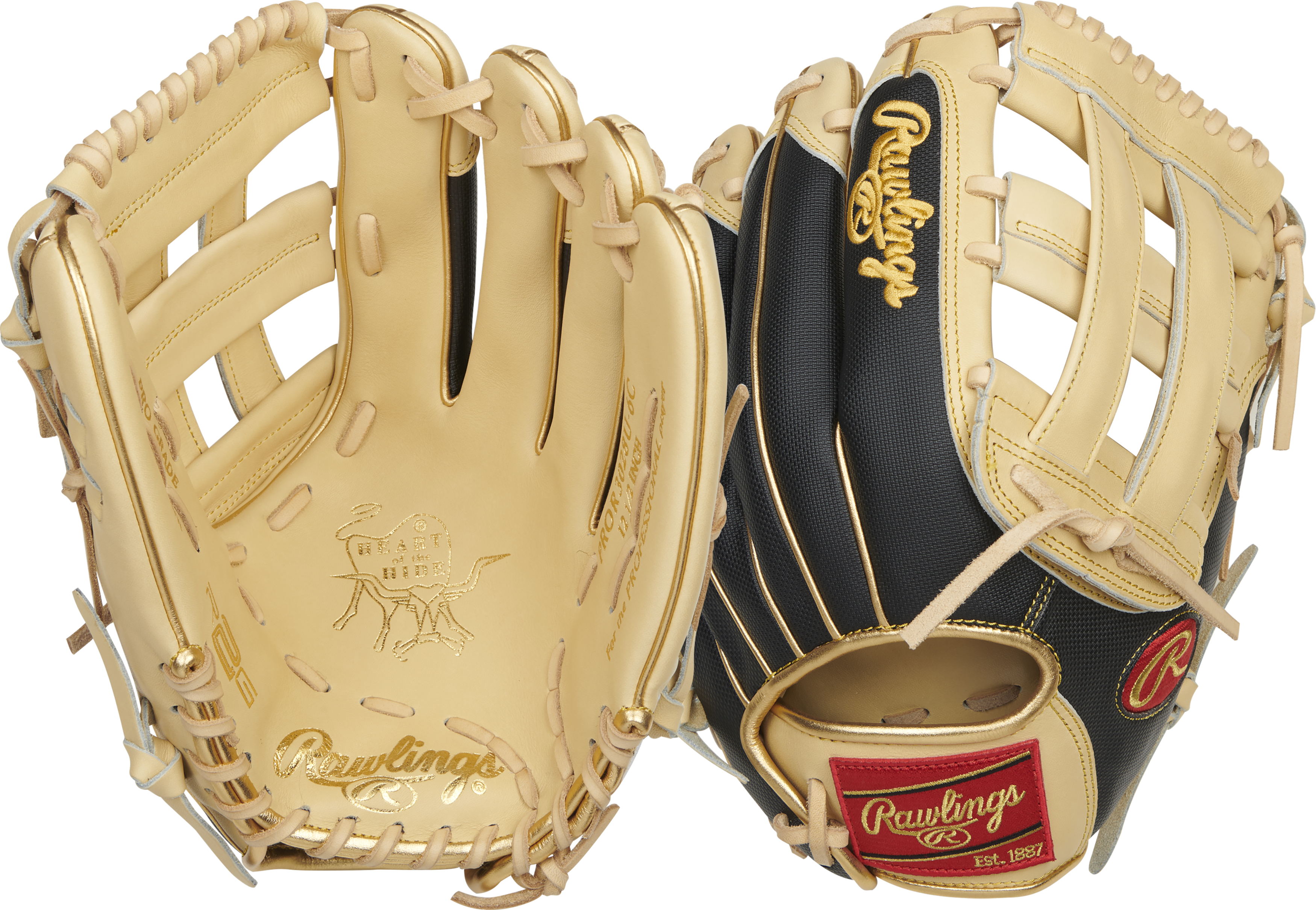 Rawlings Heart Of The Hide With Contour Technology 12.5-Inch Baseball Glove - Right Hand Thrower - Camel/Black Speedshell