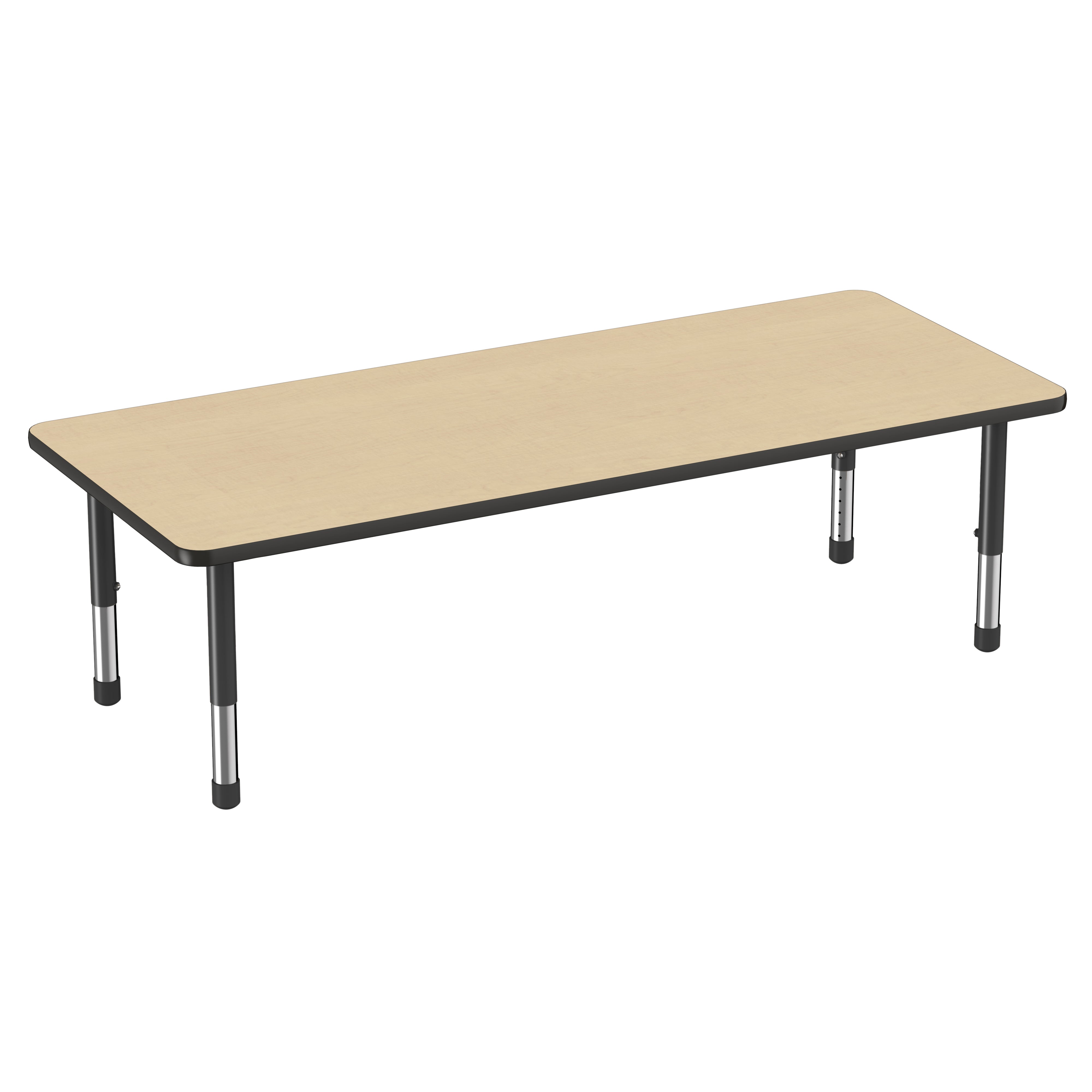 30" x 72" Rectangle Thermofused Activity Table with Adjustable Chunky Legs - Maple/Black