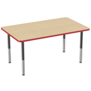 36" x 60" Rectangle T-Molding Activity Table with Adjustable Super Legs - Maple/Red/Black
