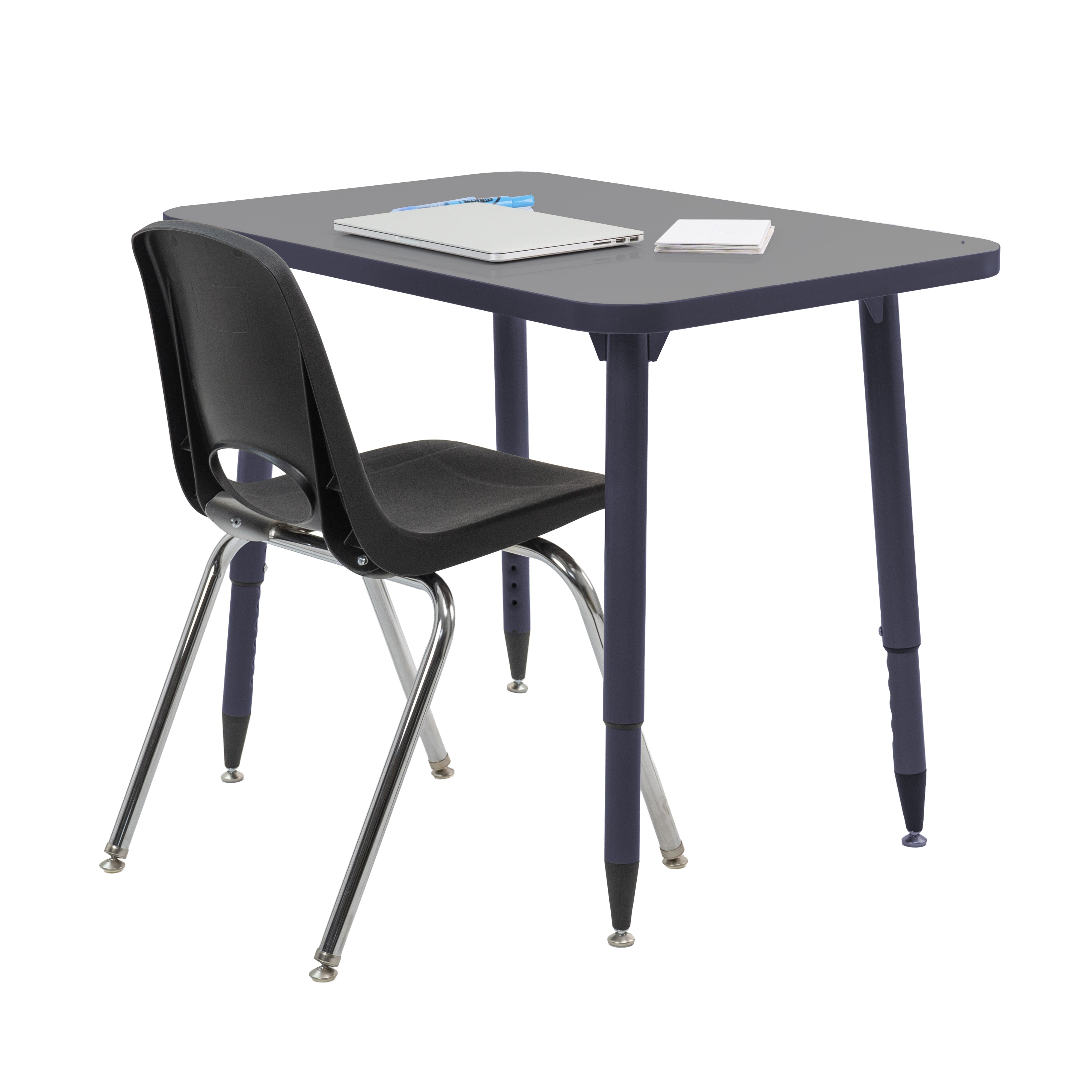 Adapte 24" x 36" Rectangle Thermofused Activity Table with Adjustable Tapered Legs - North Sea/Navy