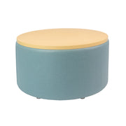 Pro Series Upholstered 30" Round Ottoman Table 18" Height - Sky Blue Crosshatch/Maple