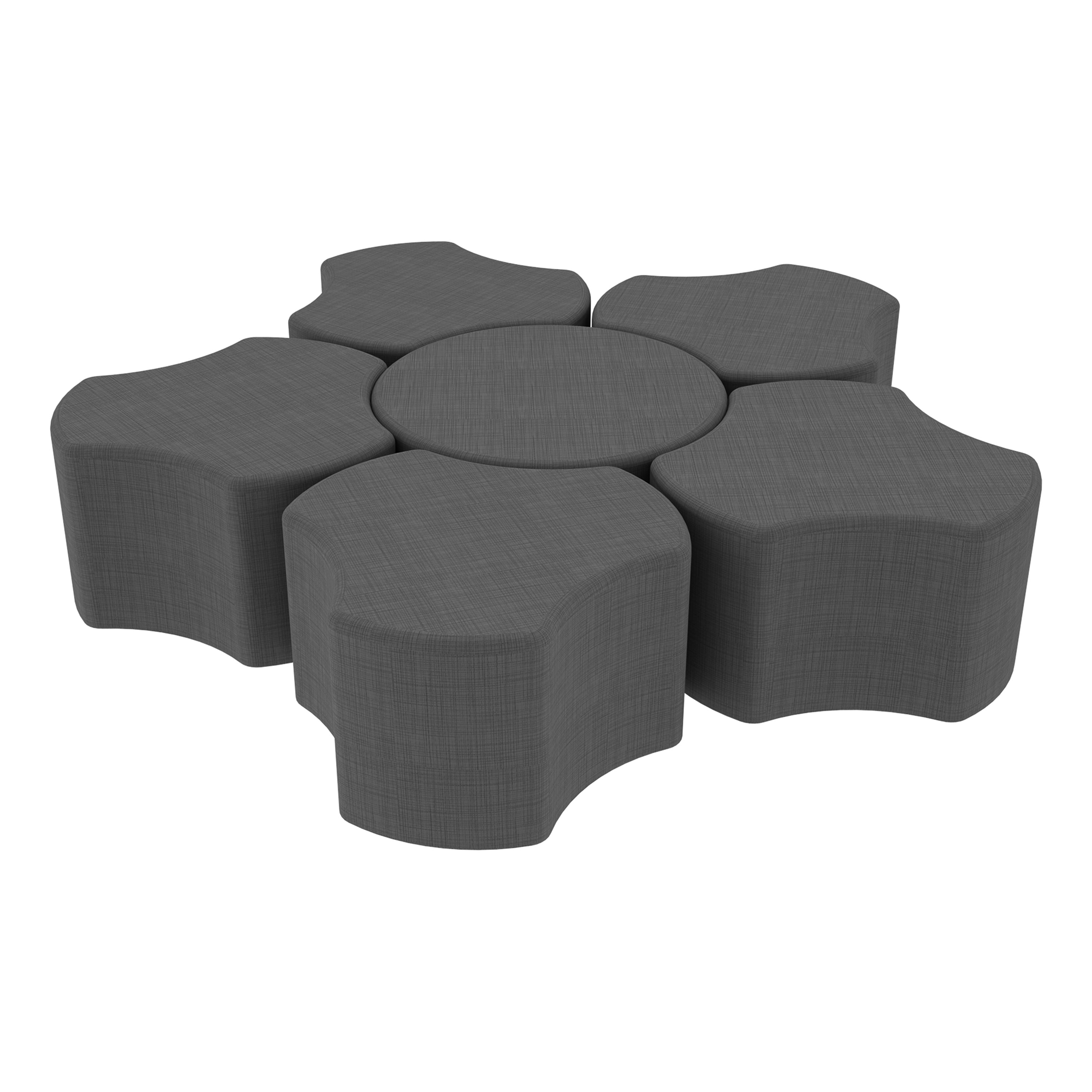 Pro Series 18" Height Cog Ottoman Set, 6-Piece - Slate Gray Crosshatch