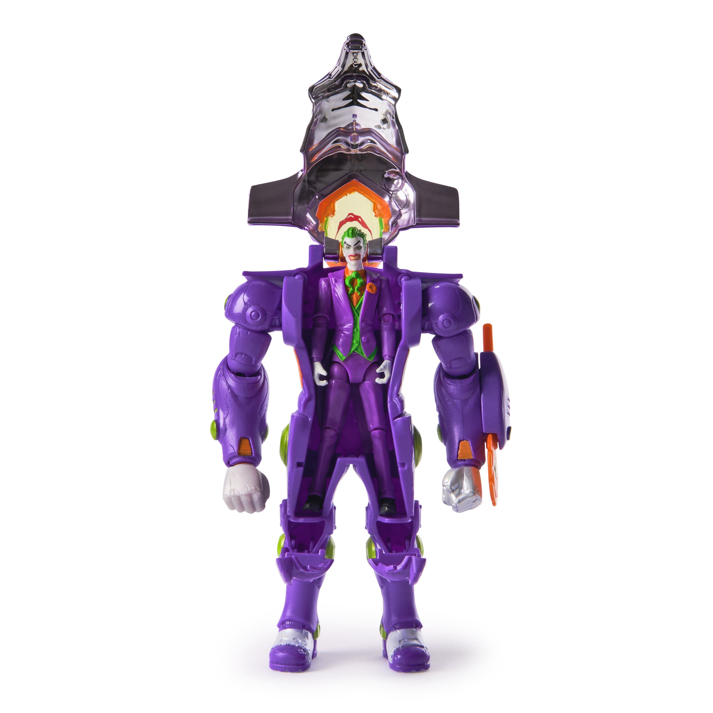DC Comics, Metal Force The Joker Action Figure, 6-Inch with 4-Inch Mini Figure, Built-in Blaster and Armor Suit, Super Hero Kids Toys for Boys and Girls Ages 4 and Up