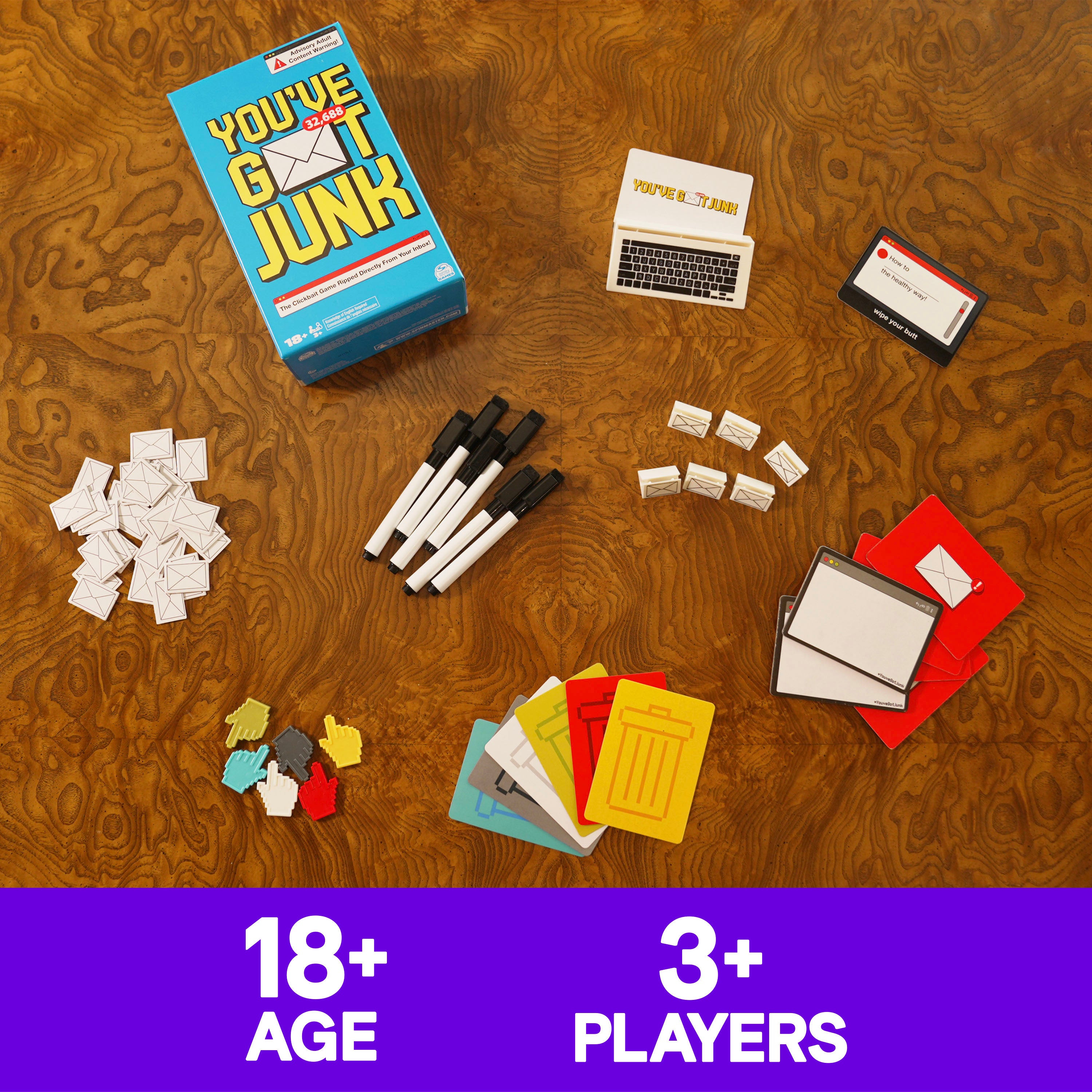 Spin Master Games, You’ve Got Junk - The Hilarious Spam-Filled Party Game, Adult Email Subject Line Cards for Friendsgiving, Happy Hour, Bachelorette Party, Adults, 3-10 Players, for Ages 18 & Up