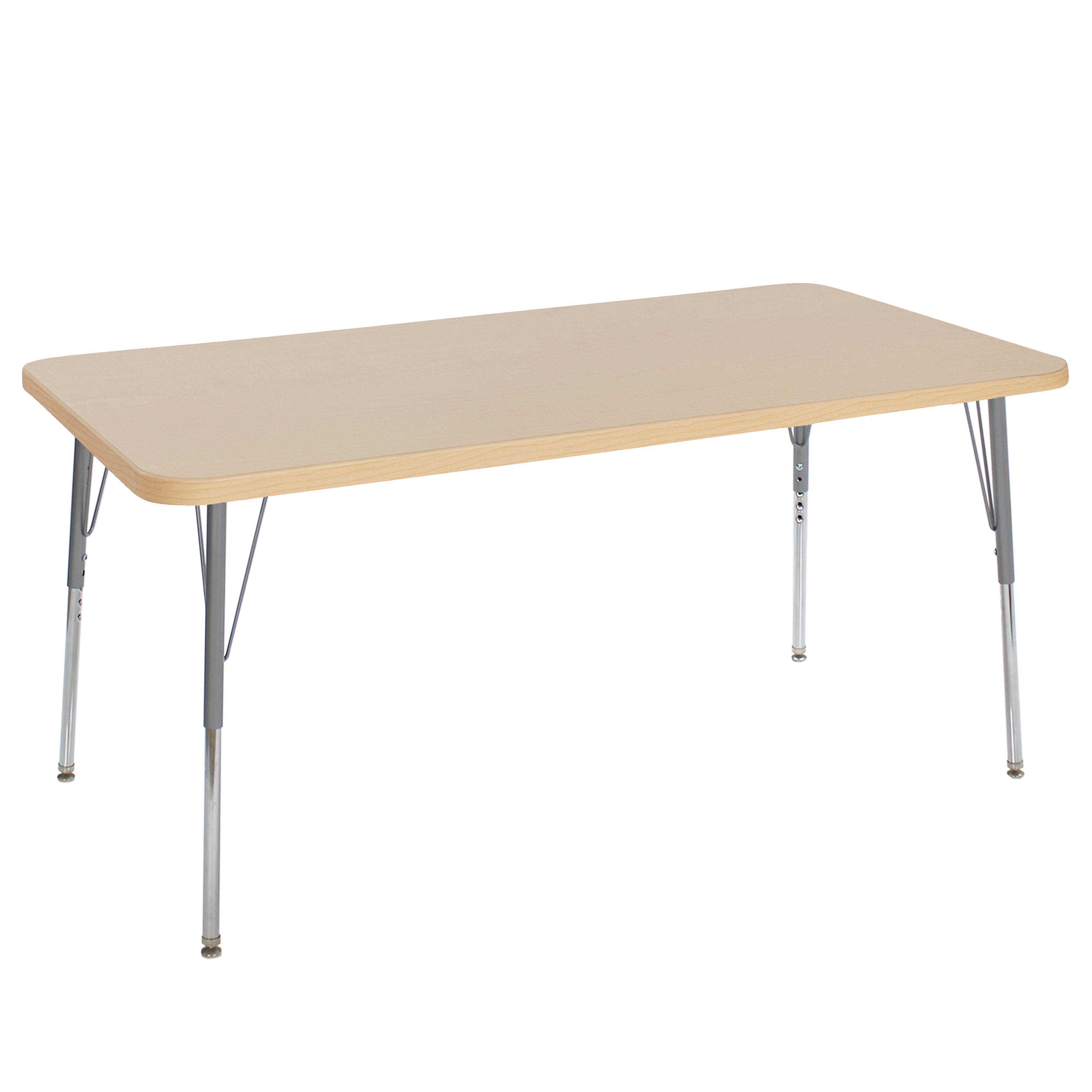 36" x 72" Rectangle La Madera Activity Table with Standard Legs - Maple Grain/Silver