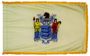 New Jersey State Flag 4x6 ft. Nylon with Pole Sleeve and Gold Fringe for Parades, and Indoor Display