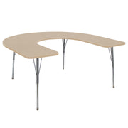 60" x 66" Horseshoe La Madera Activity Table with Standard Legs - Maple Grain/Silver
