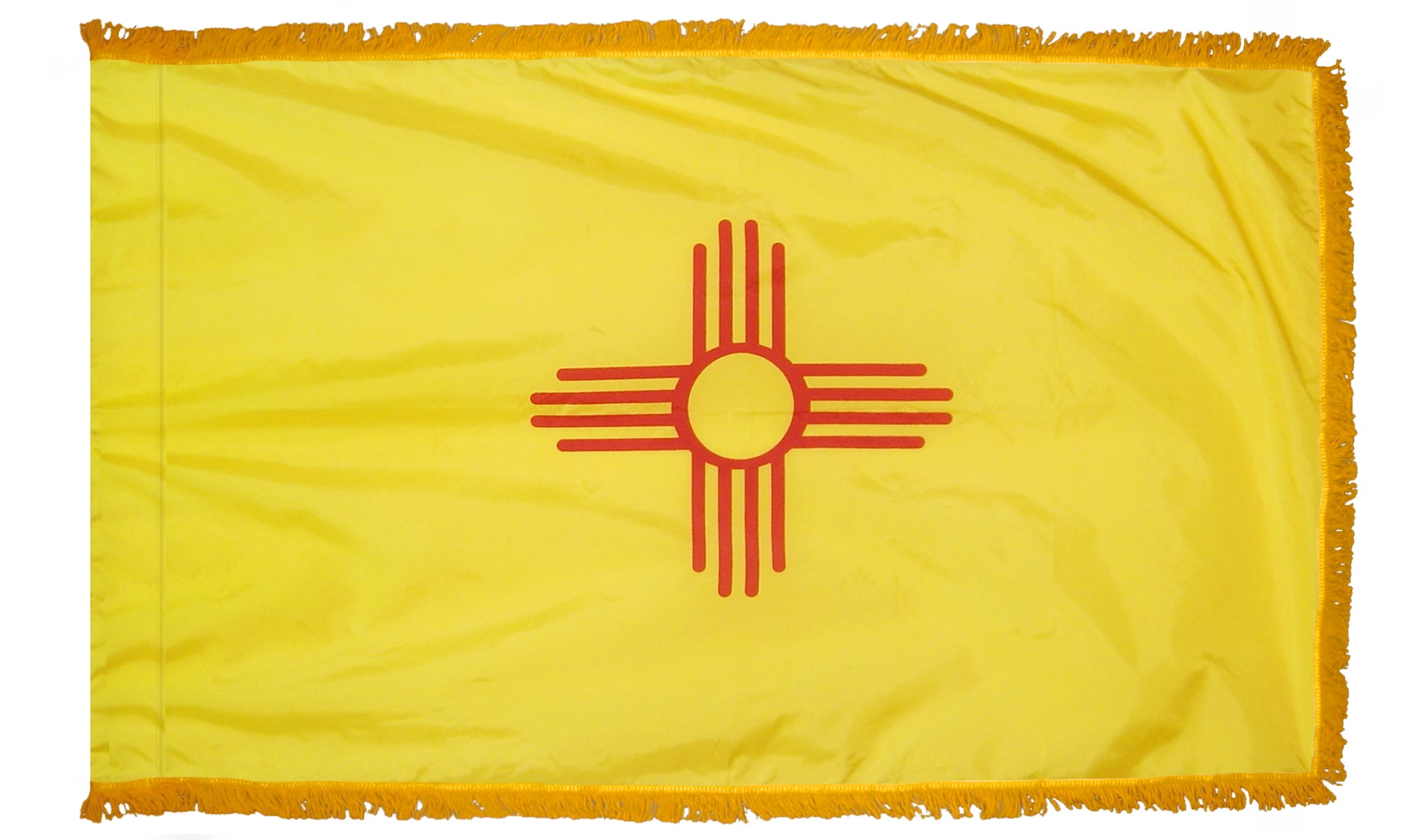 New Mexico State Flag 3x5 ft. Nylon with Pole Sleeve and Gold Fringe for Parades, and Indoor Display