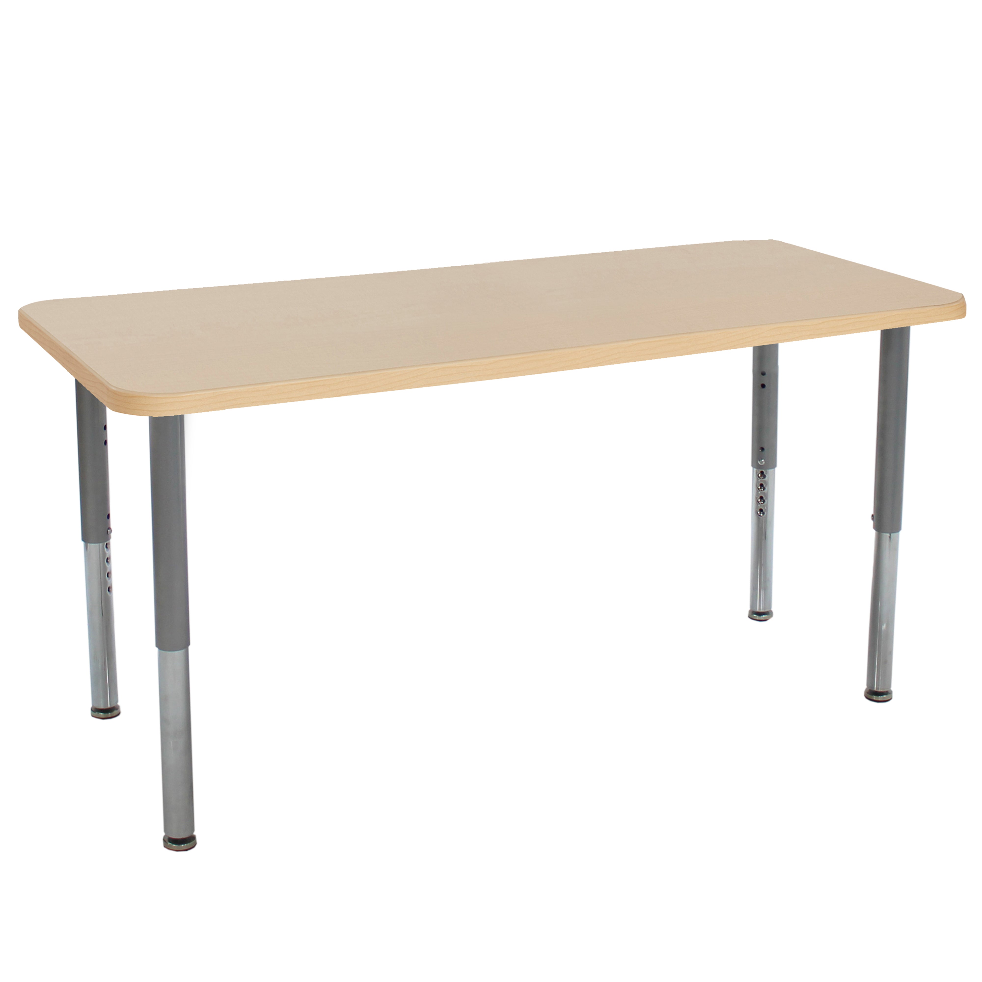 24" x 60" Rectangle La Madera Activity Table with Adjustable Super Legs - Maple Grain/Silver
