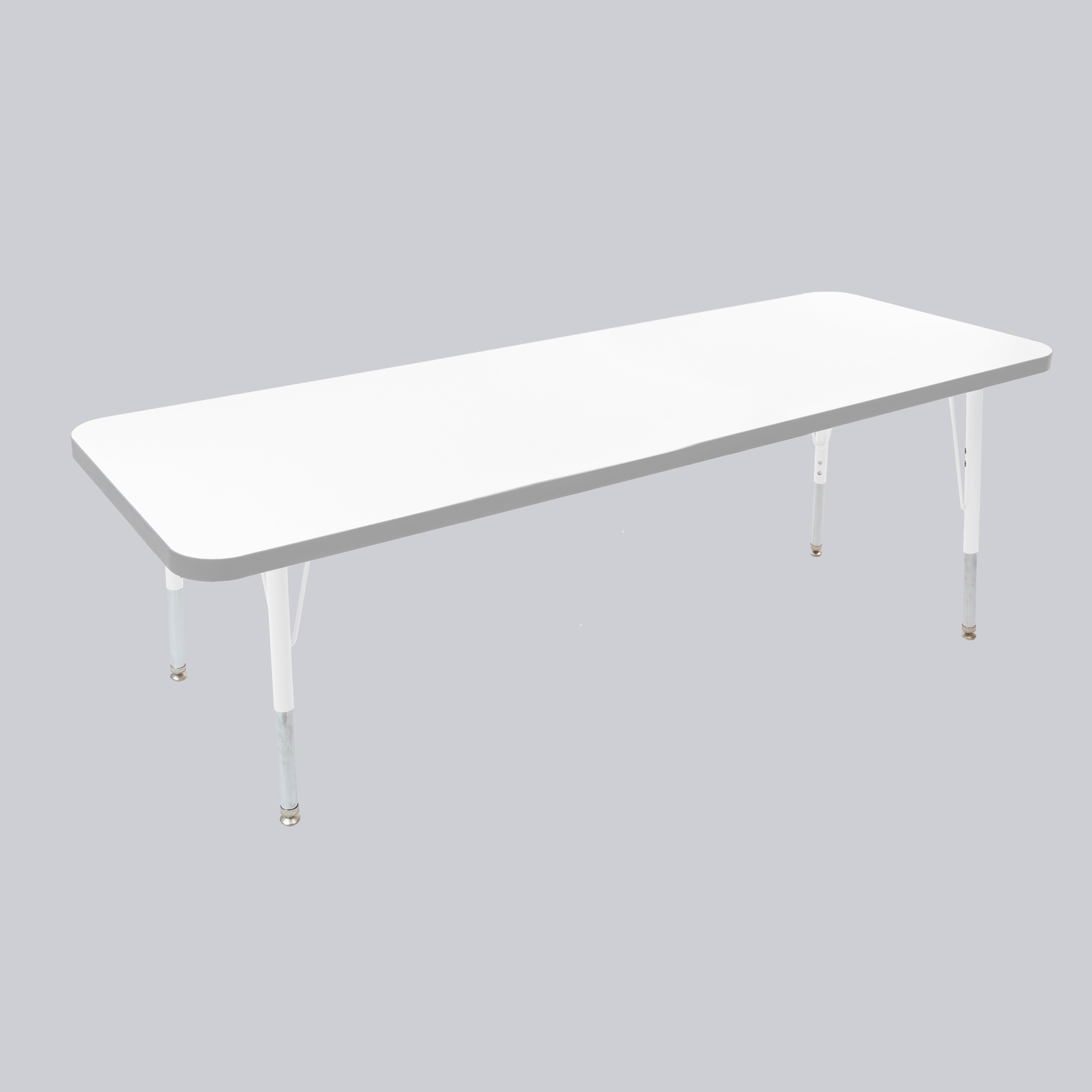 24" x 60" Rectangle Thermofused Activity Table with Adjustable Standard Swivel Glide Legs - White/Light Gray/White